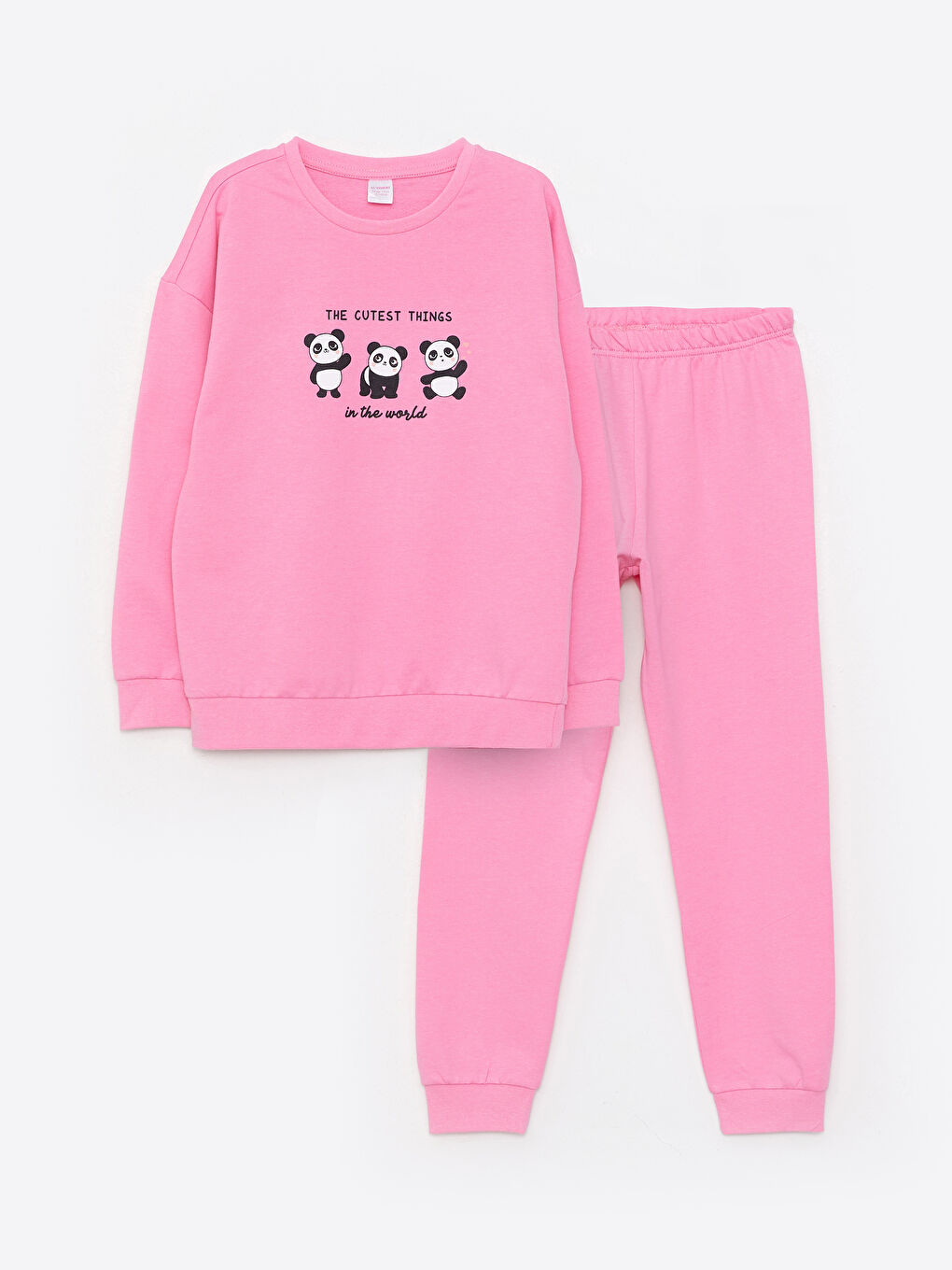 Crew Neck Printed Long Sleeve Girls' Pyjama Set