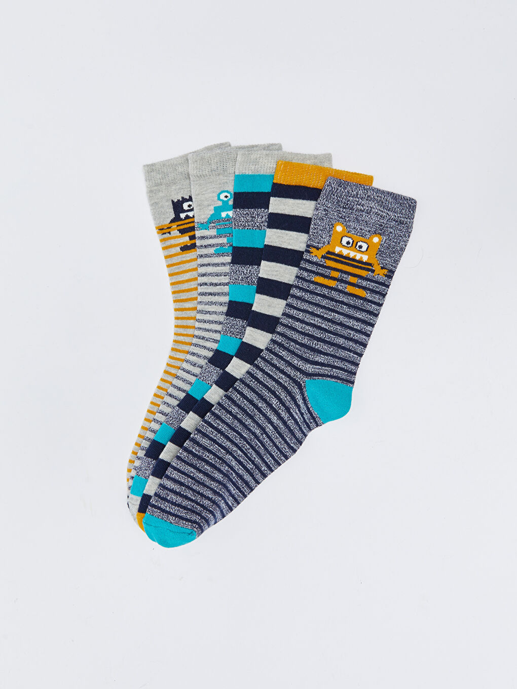 Karışık Desenli Erkek Çocuk Soket Çorap 5'li