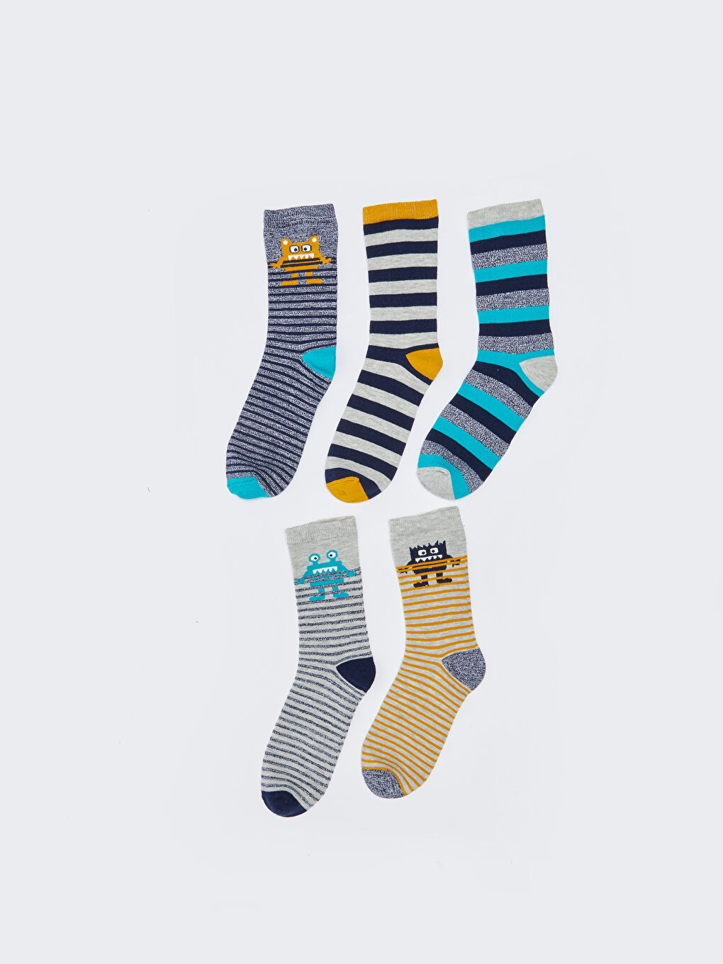 Karışık Desenli Erkek Çocuk Soket Çorap 5'li-1