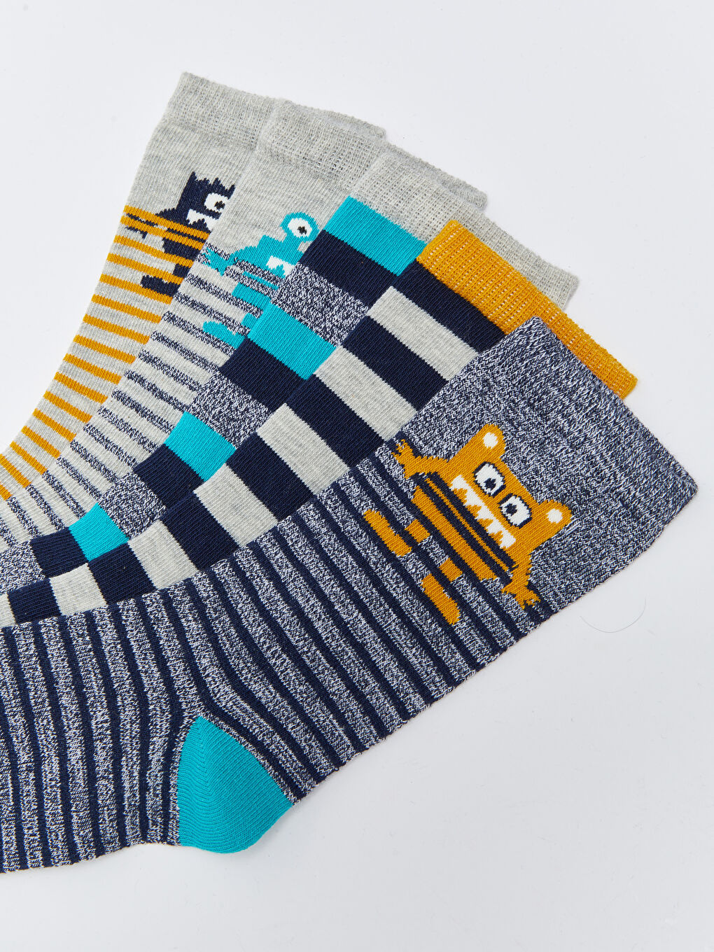 Karışık Desenli Erkek Çocuk Soket Çorap 5'li-2