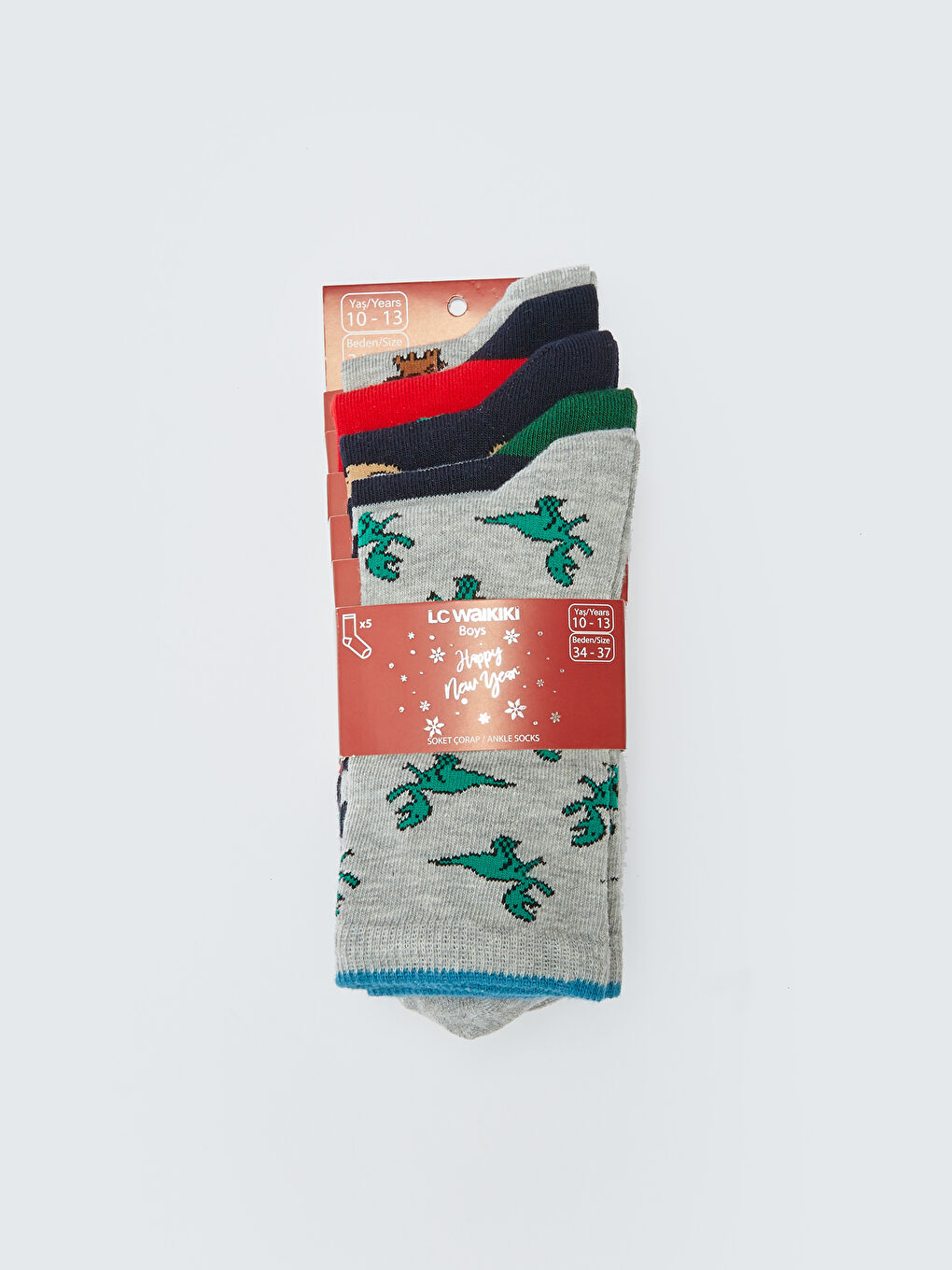 Patterned Boys' Ankle Socks 5 Pack-2