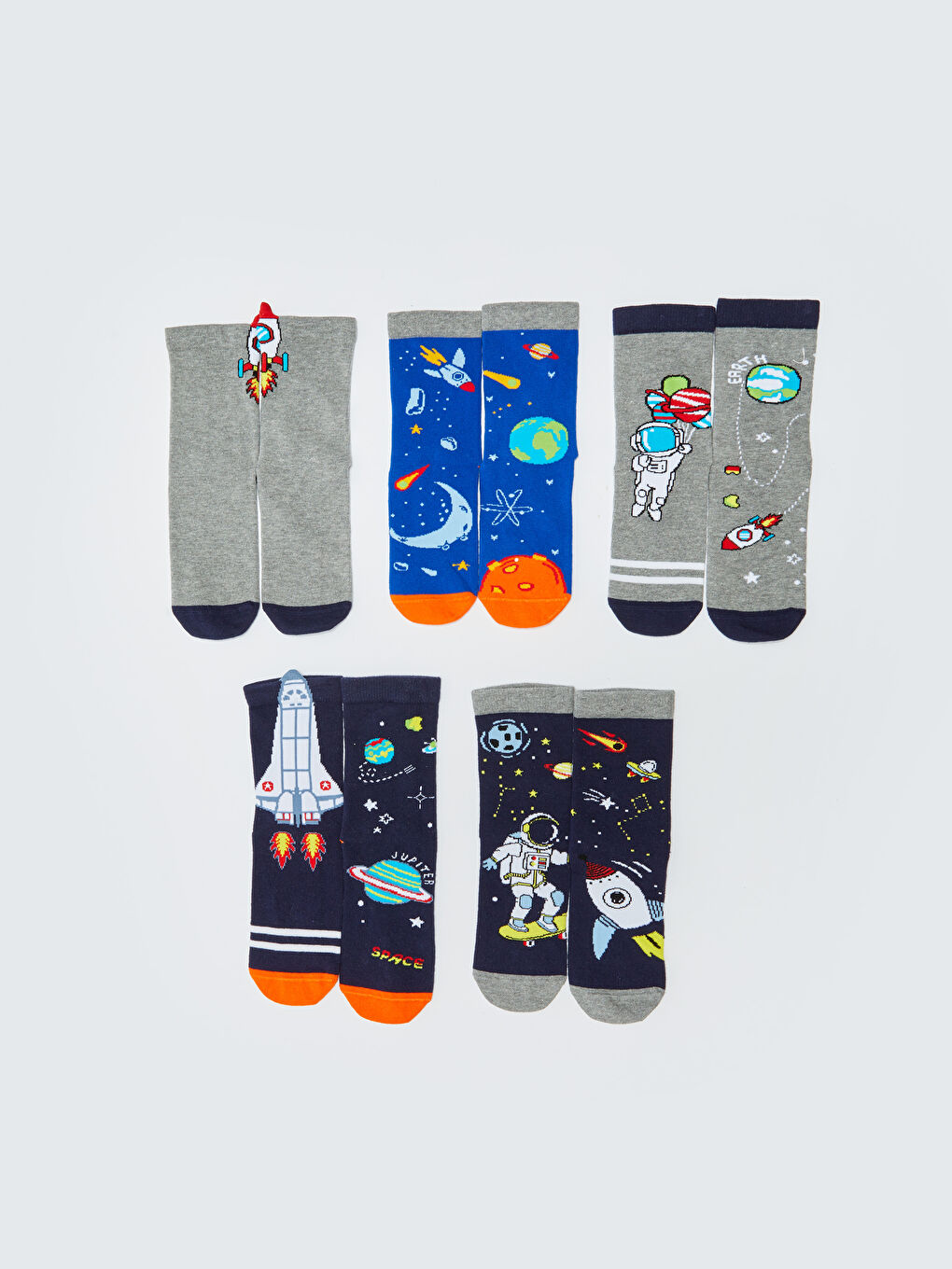 Karışık Desenli Erkek Çocuk Soket Çorap 5'li-1