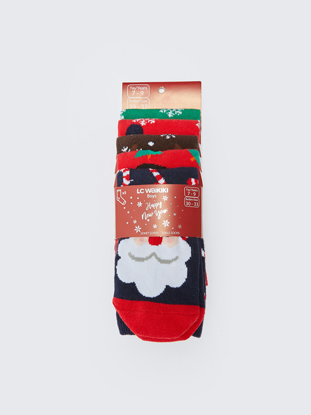 Christmas Themed Boys' Ankle Socks 5 Pack -W2GA86Z4-K00