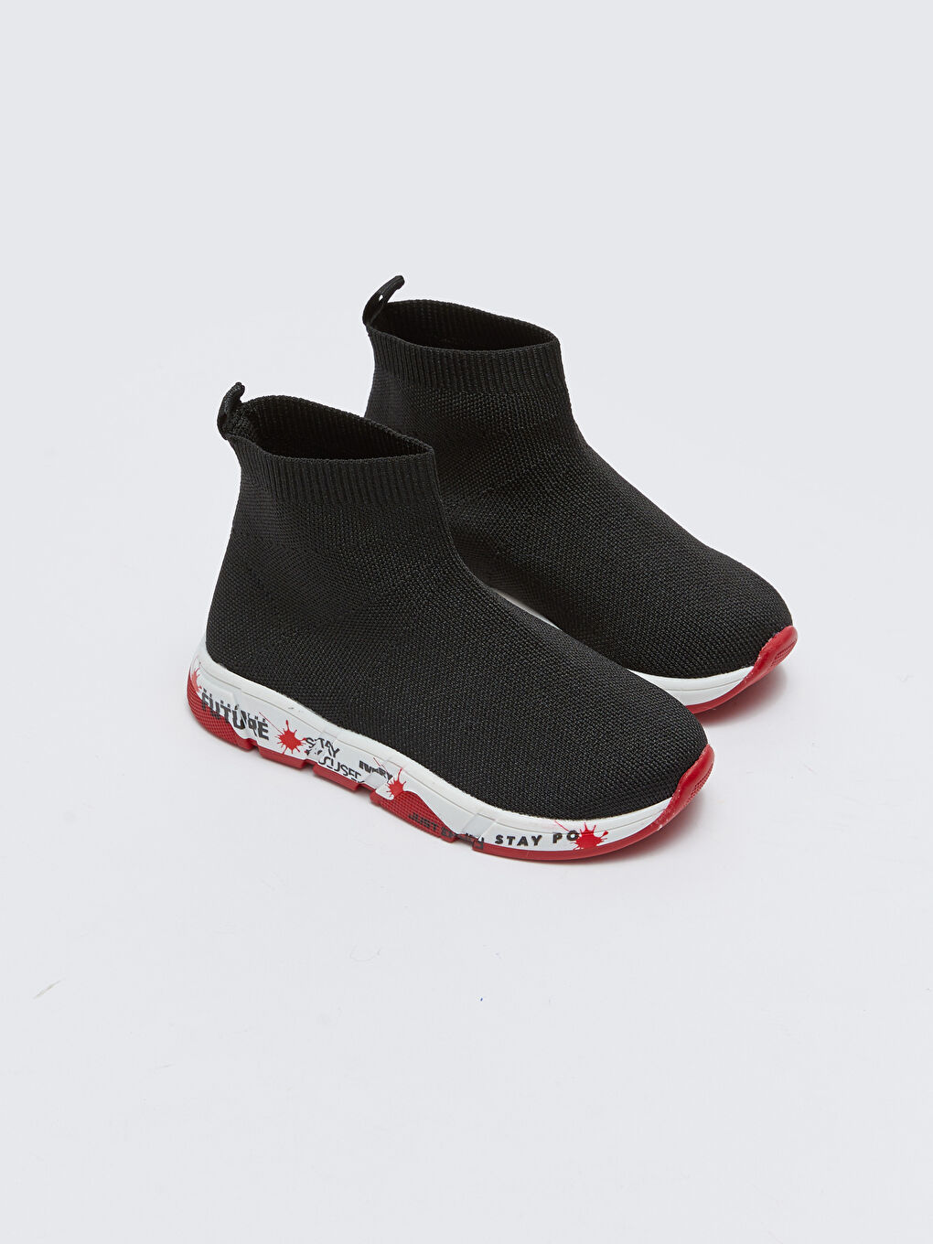 Siyah Baskılı Erkek Çocuk Çorap Bot