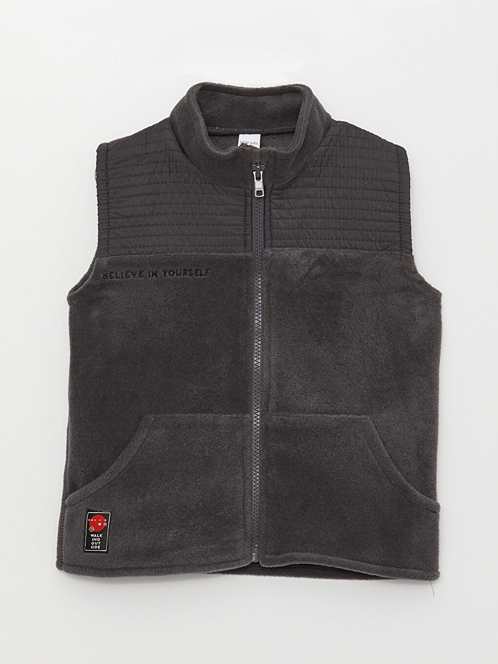 Antrasit Dik Yaka Polar Erkek Bebek Fermuarlı Yelek