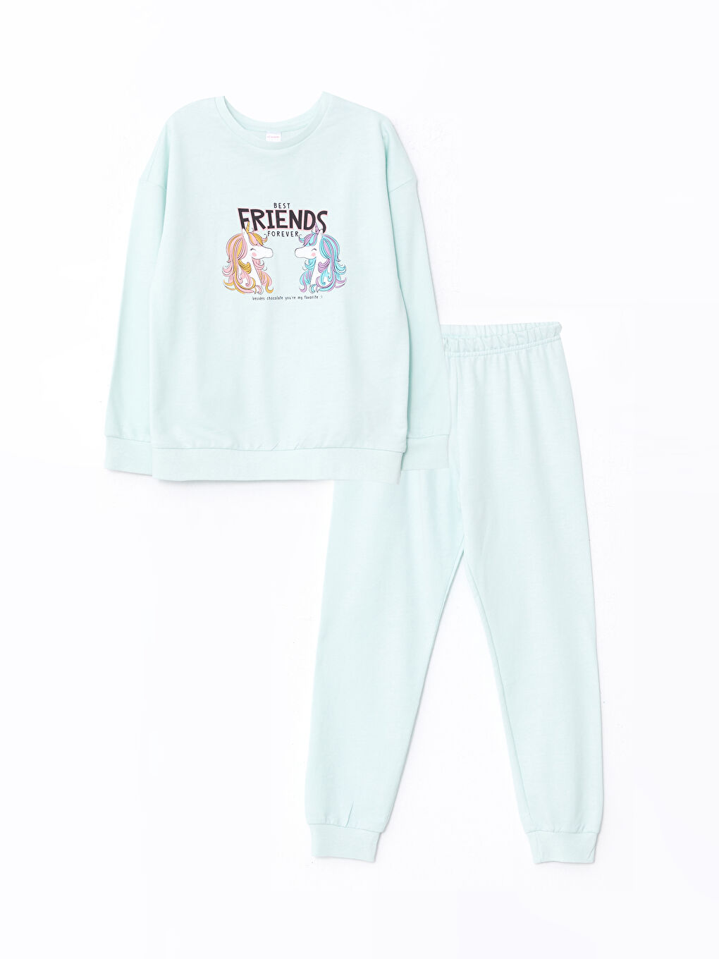 Crew Neck Printed Long Sleeve Girls' Pyjama Set-3