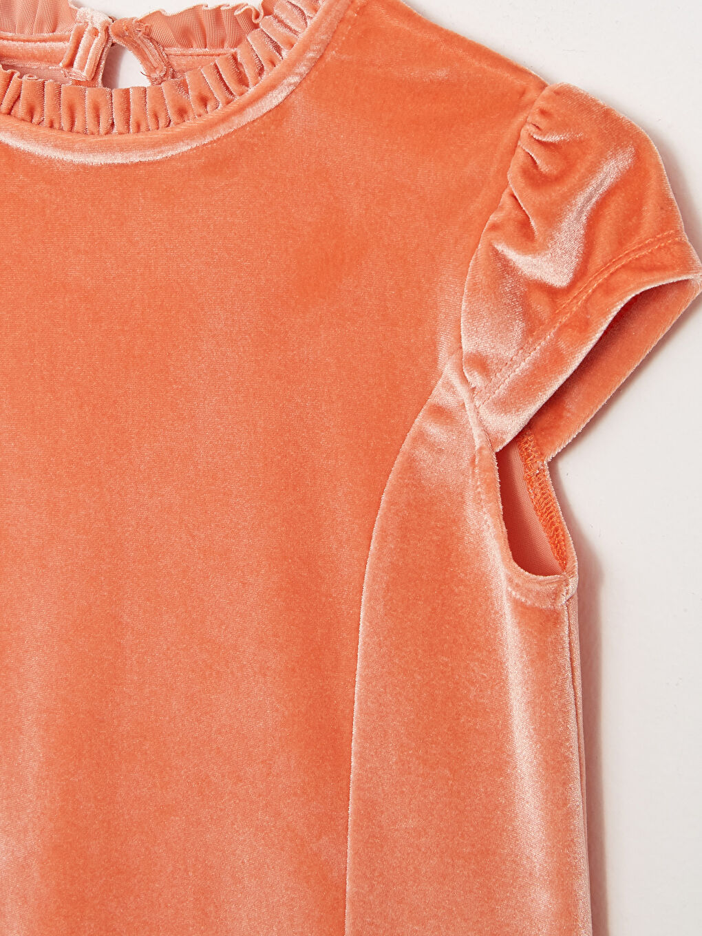 Crew Neck Basic Short Sleeve Velvet Girls Dress and Bag-2