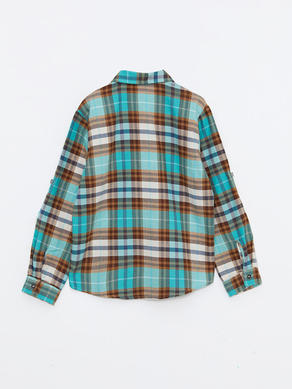 Yeşil Ekose Uzun Kollu Erkek Çocuk Gömlek-1