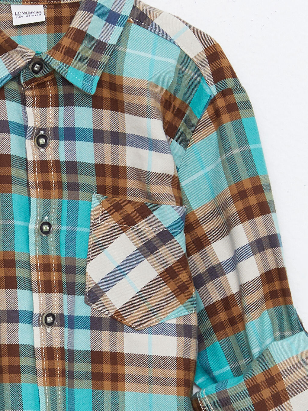 Yeşil Ekose Uzun Kollu Erkek Çocuk Gömlek-2