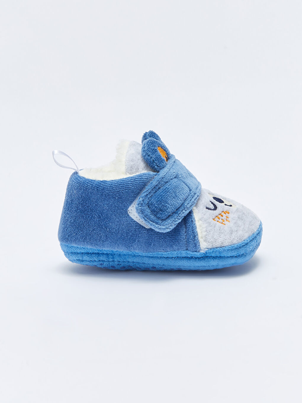 Mavi Nakış Detaylı Yürüme Öncesi Erkek Bebek Ev Ayakkabısı-1