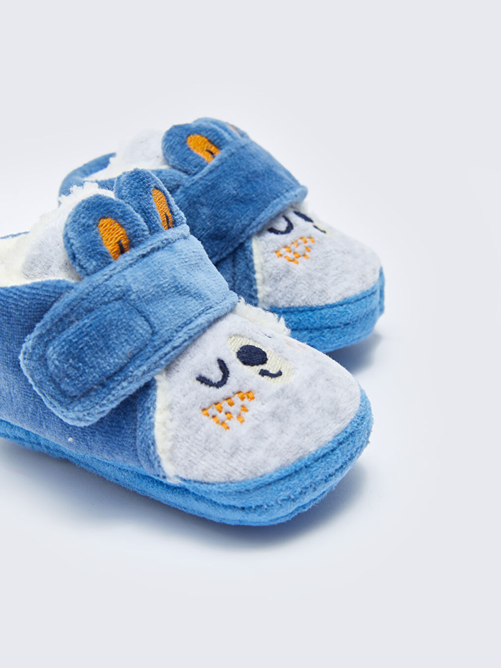 Mavi Nakış Detaylı Yürüme Öncesi Erkek Bebek Ev Ayakkabısı-2
