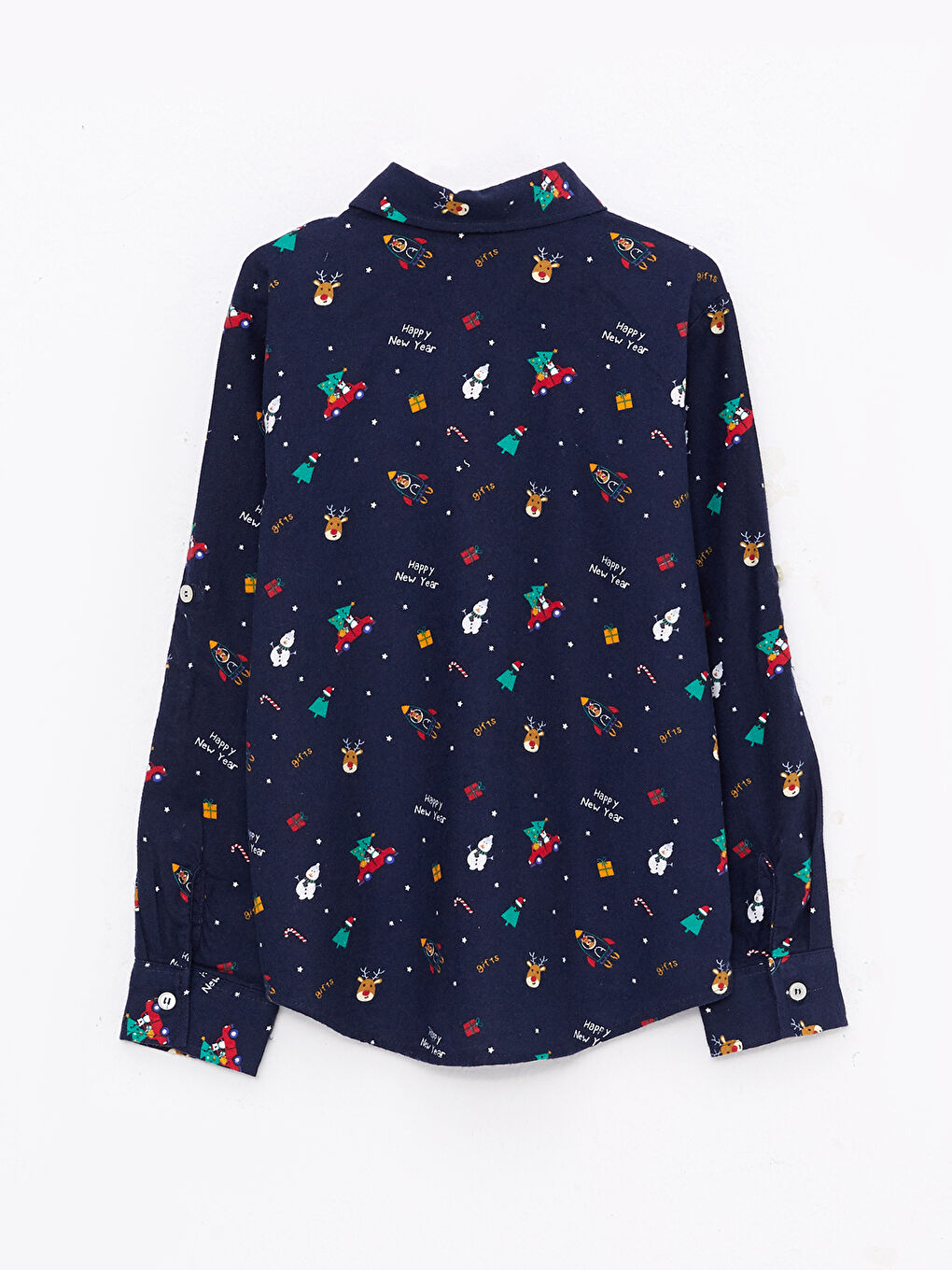 Kırmızı Yılbaşı Temalı Uzun Kollu Erkek Çocuk Gömlek-1