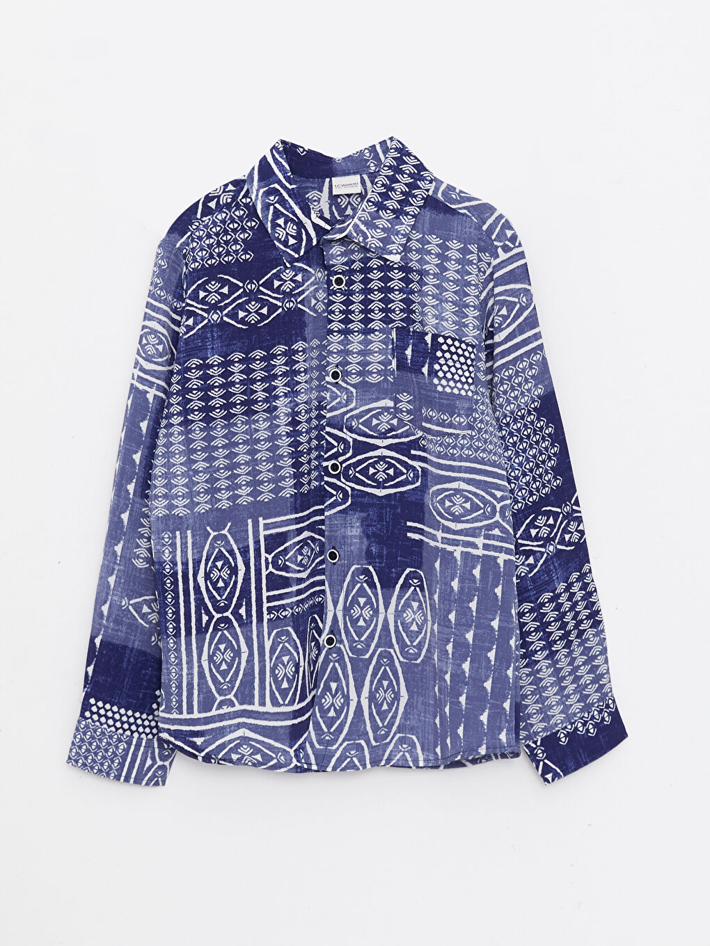 قميص كم طويل منقوش للأولاد