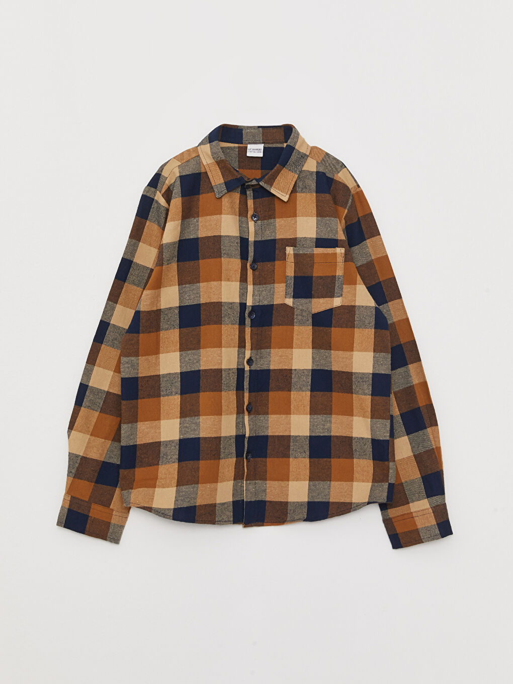 Kahverengi Ekose Uzun Kollu Erkek Çocuk Gömlek