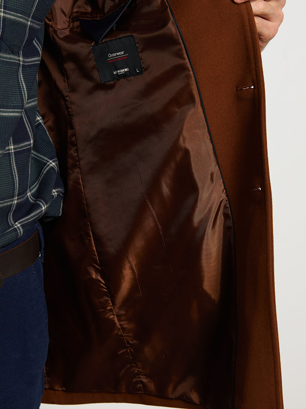 Turuncu Slim Fit Ceket Yaka Erkek Kaşe Kaban-3