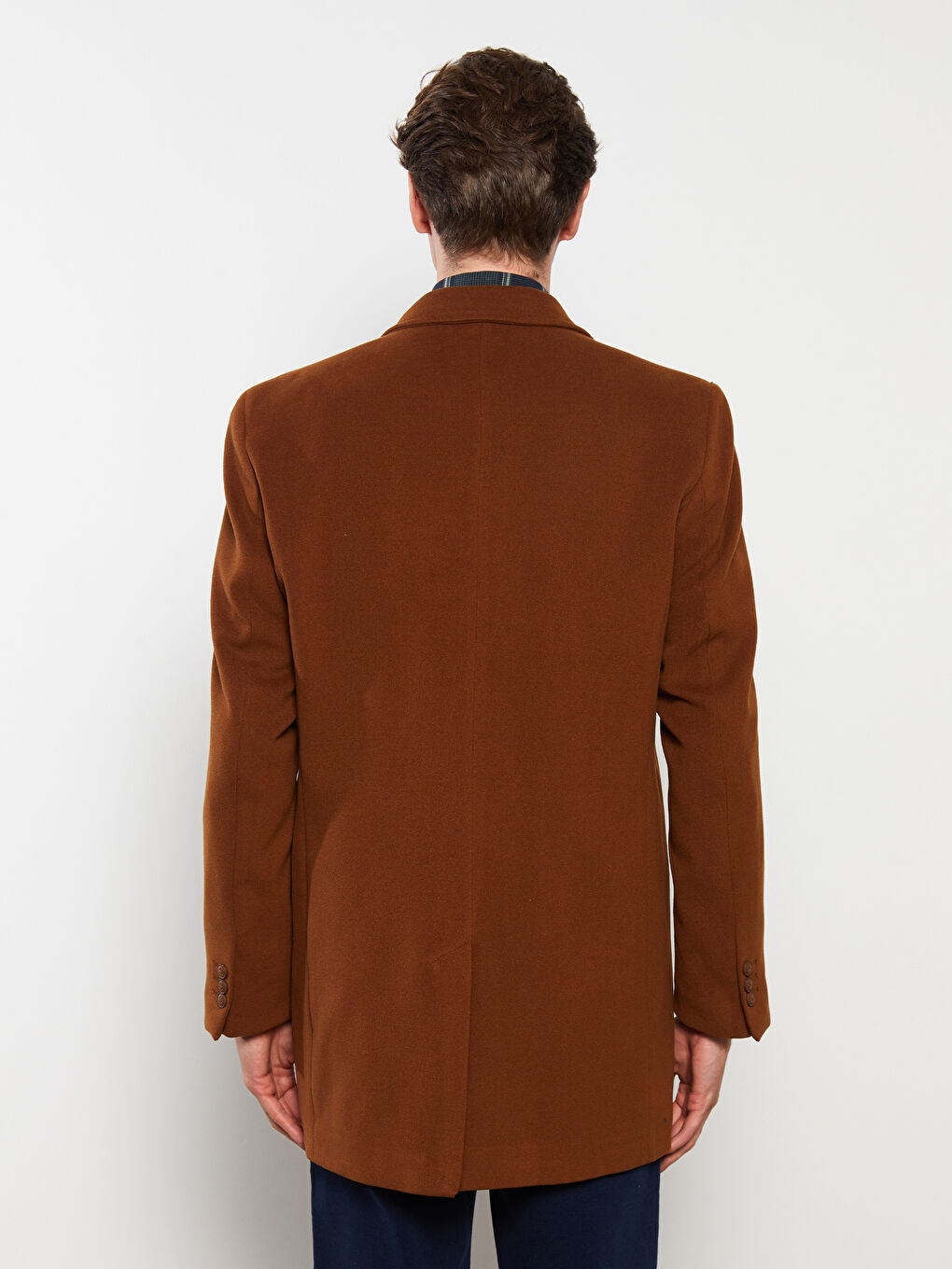 Turuncu Slim Fit Ceket Yaka Erkek Kaşe Kaban-4