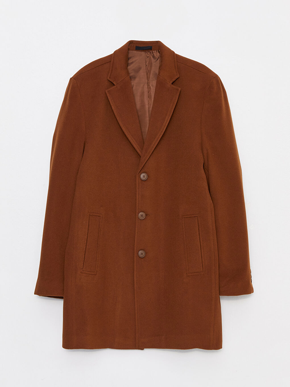 Turuncu Slim Fit Ceket Yaka Erkek Kaşe Kaban-5