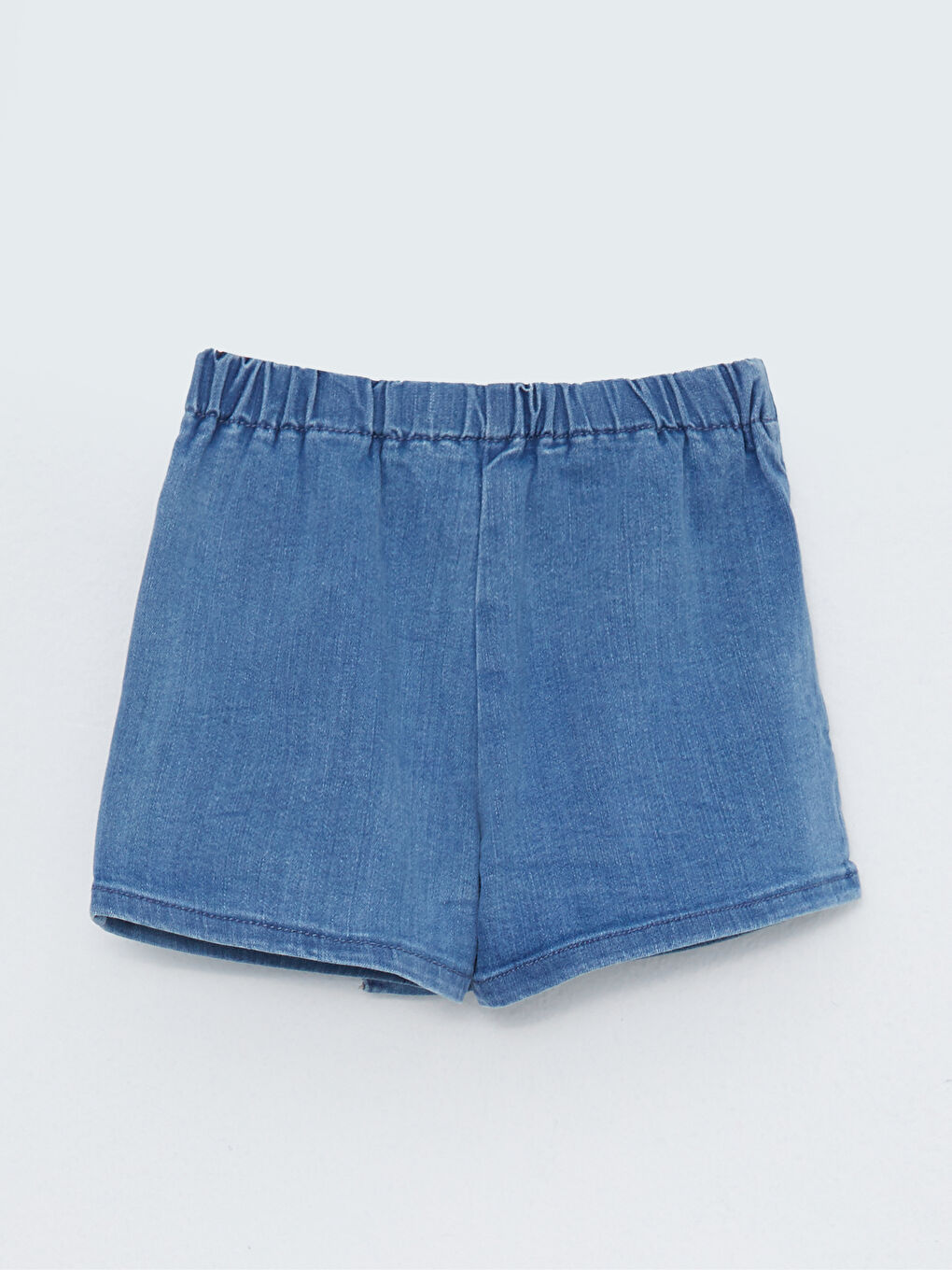 İndigo Beli Lastikli Basic Kız Bebek Jean Şort Etek-1