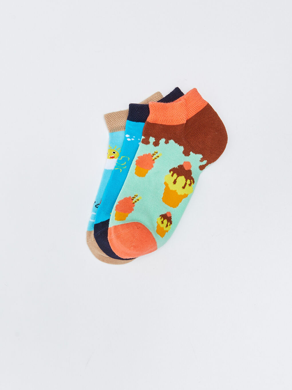 LCW ECO Gemusterte Sneaker-Socken für Mädchen 3er-Pack -W2GB96Z4-LU0