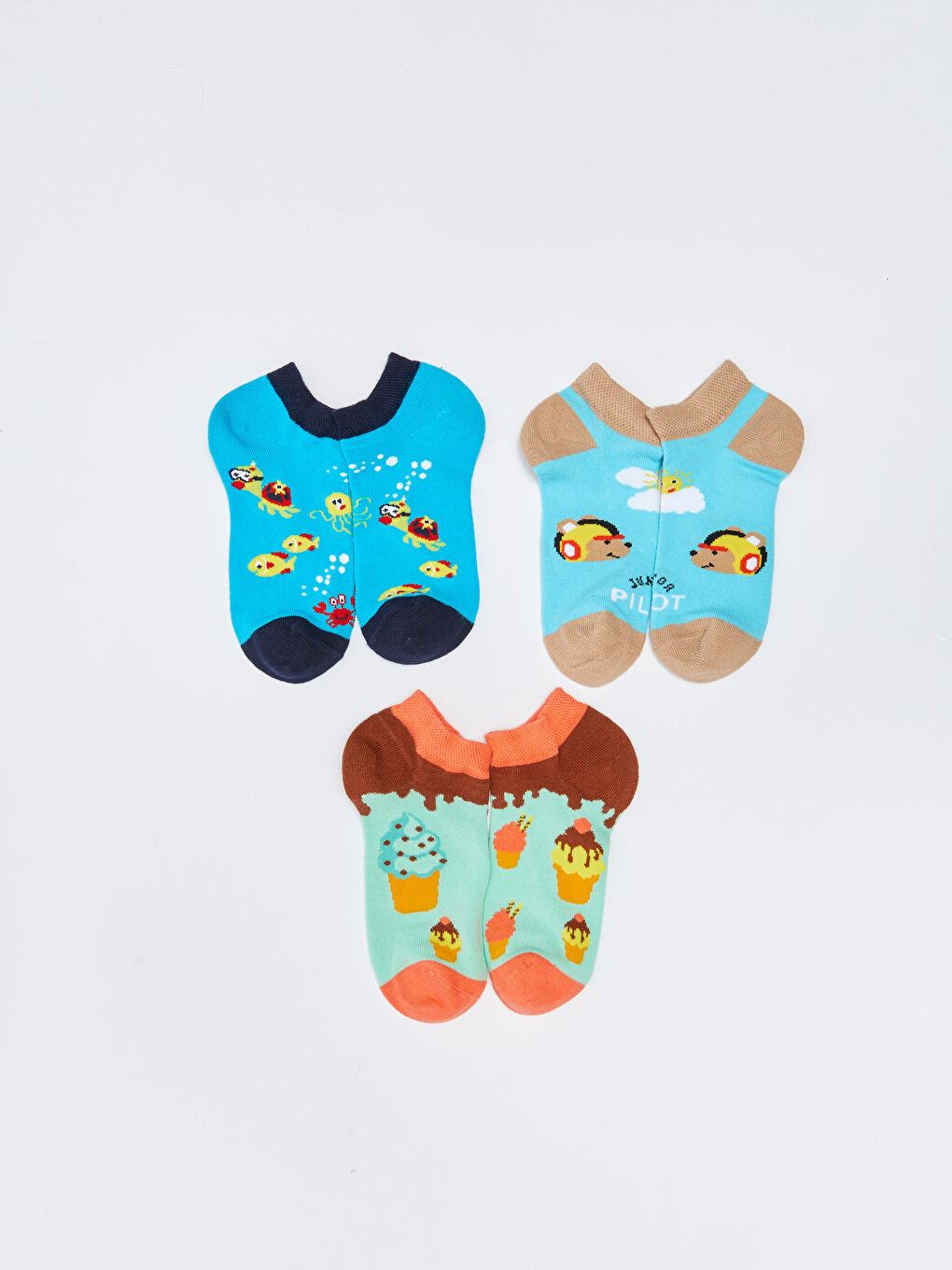 LCW ECO Gemusterte Sneaker-Socken für Mädchen 3er-Pack -W2GB96Z4-LU0