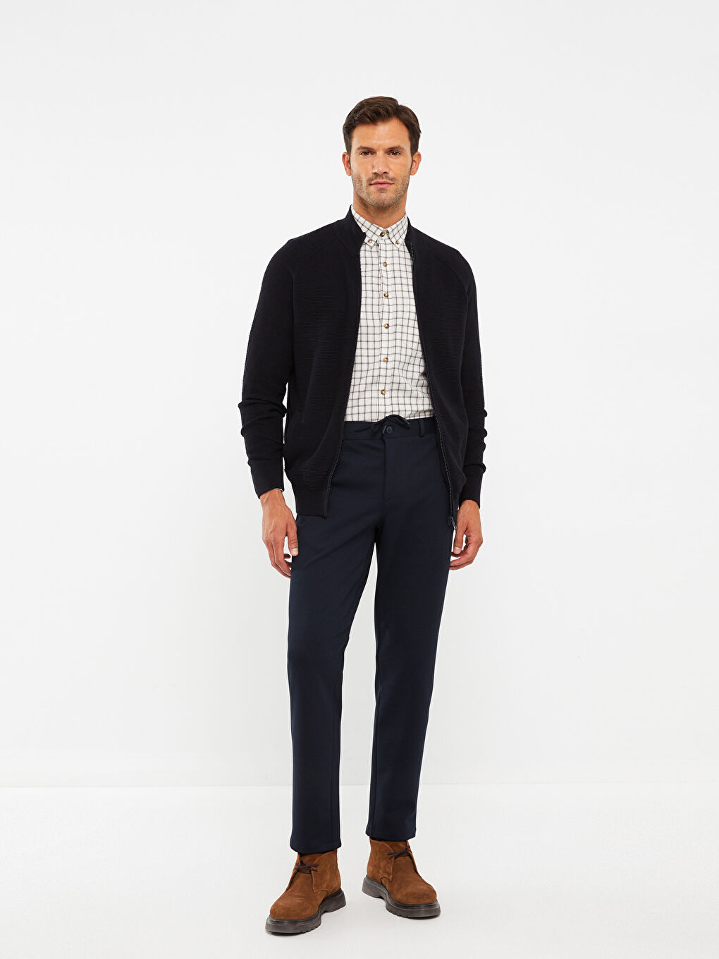 LCWAIKIKI Basic Standard Fit Turtle Neck Long Sleeve Men's Tricot Cardigan -W2GB99Z8-RFH