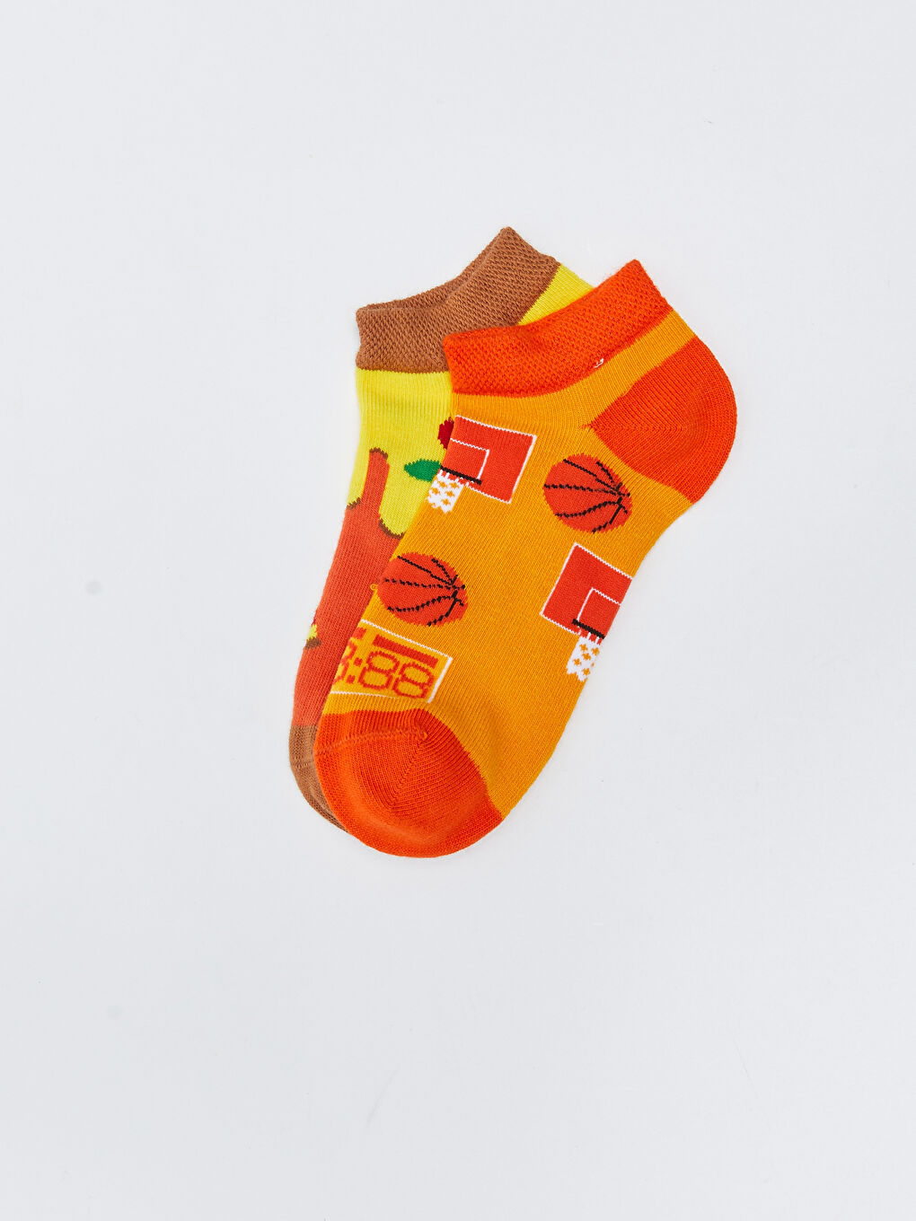 Turuncu Desenli Erkek Çocuk Patik Çorap 2'li
