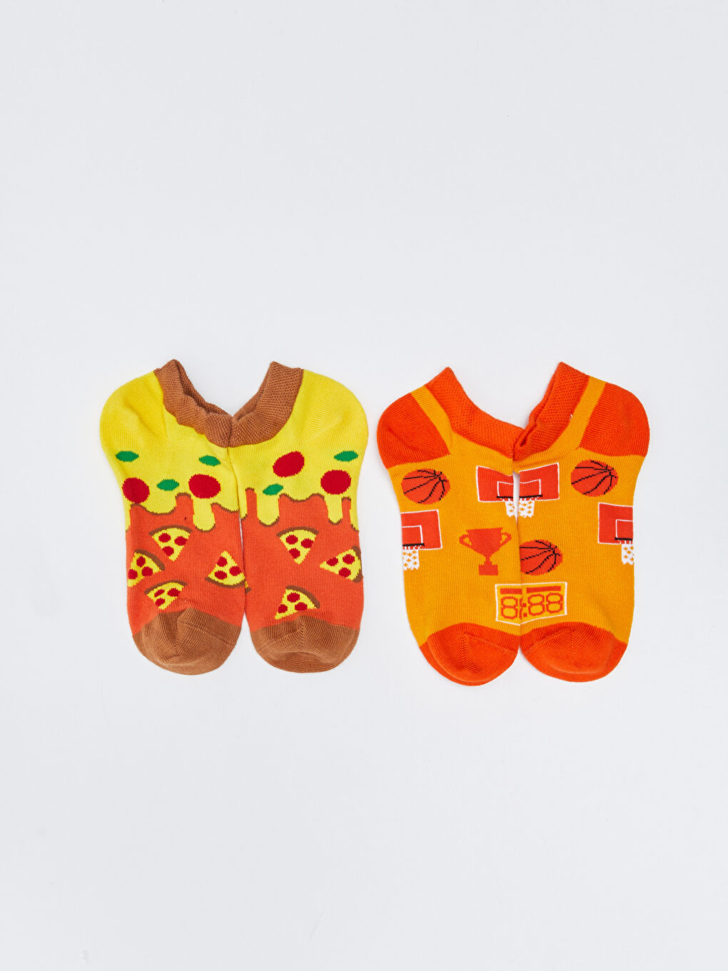 Turuncu Desenli Erkek Çocuk Patik Çorap 2'li-1