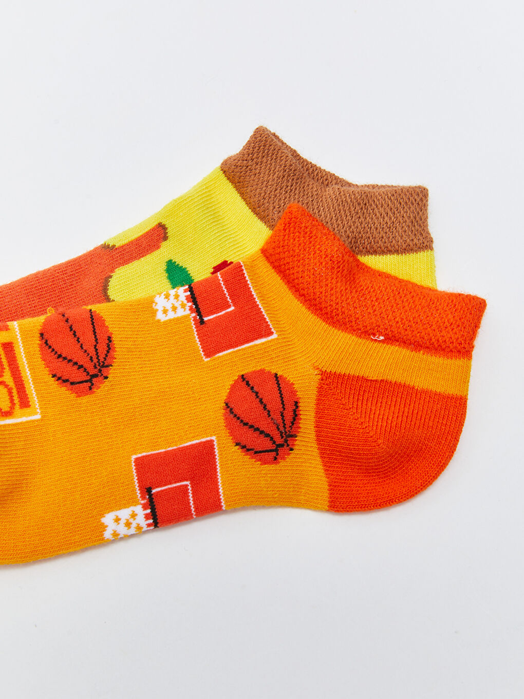 Turuncu Desenli Erkek Çocuk Patik Çorap 2'li-2