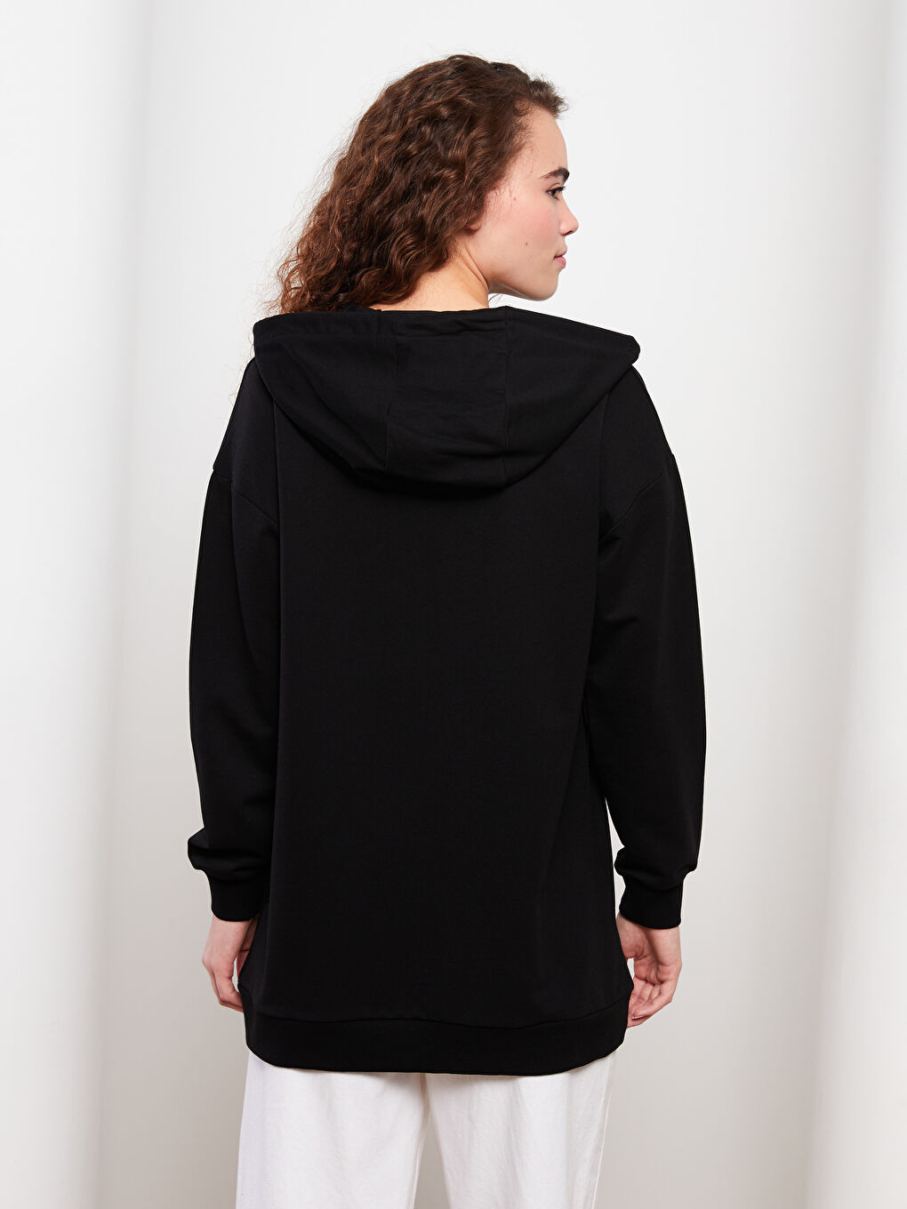 Hooded Plain Long Sleeve Women's Sports Cardigan-4