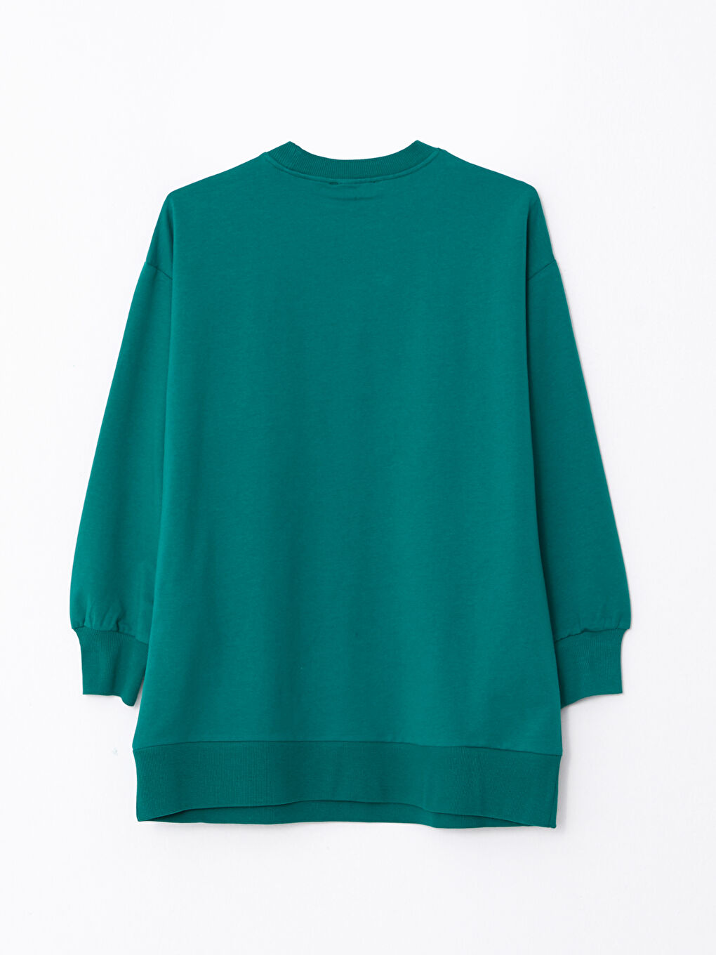 Yeşil Bisiklet Yaka Baskılı Uzun Kollu Oversize Kadın Sweatshirt Tunik-6