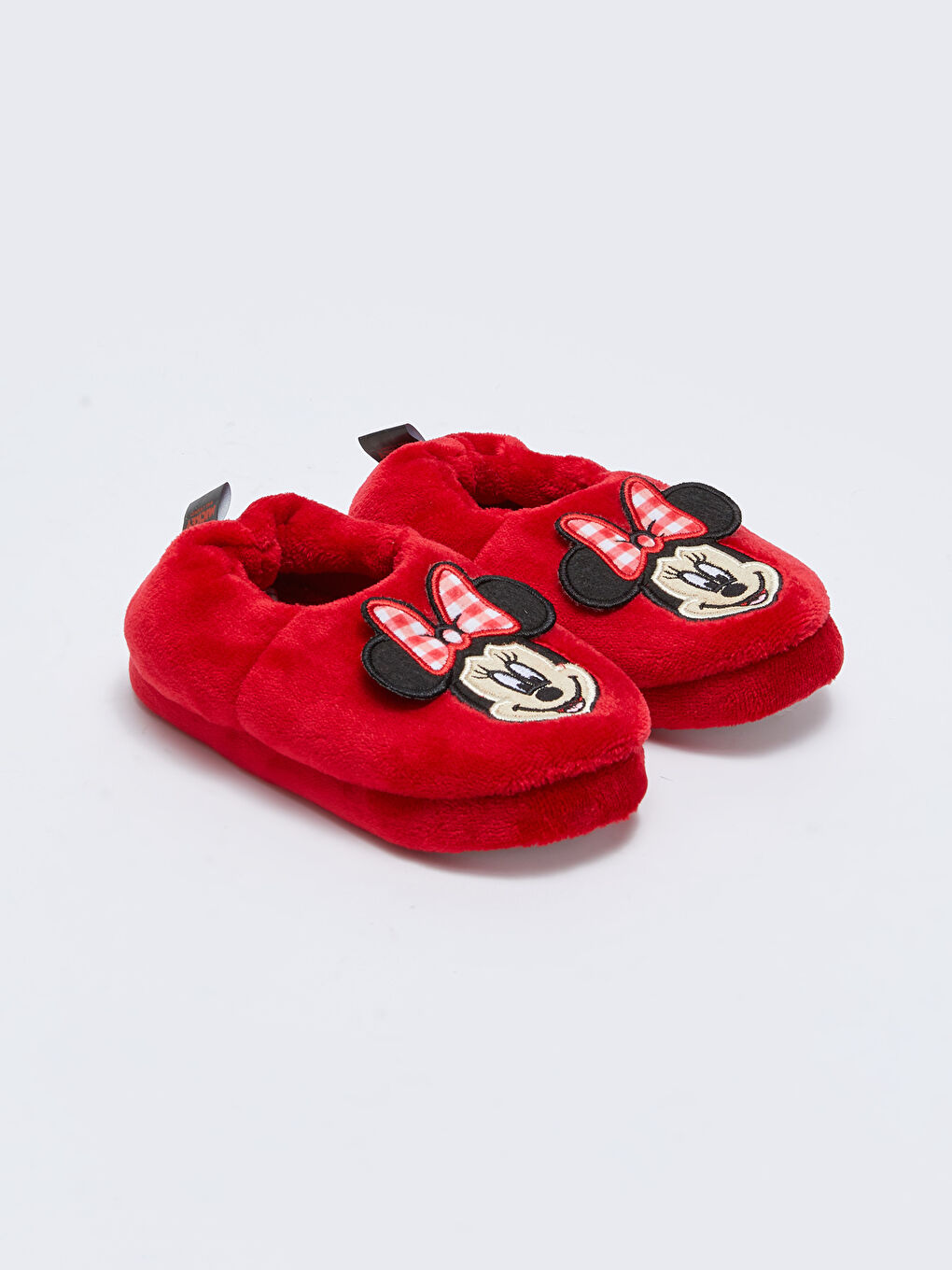 LCW STEPS Kırmızı Minnie Mouse Lisanslı Pelüş Kız Bebek Ev Terliği