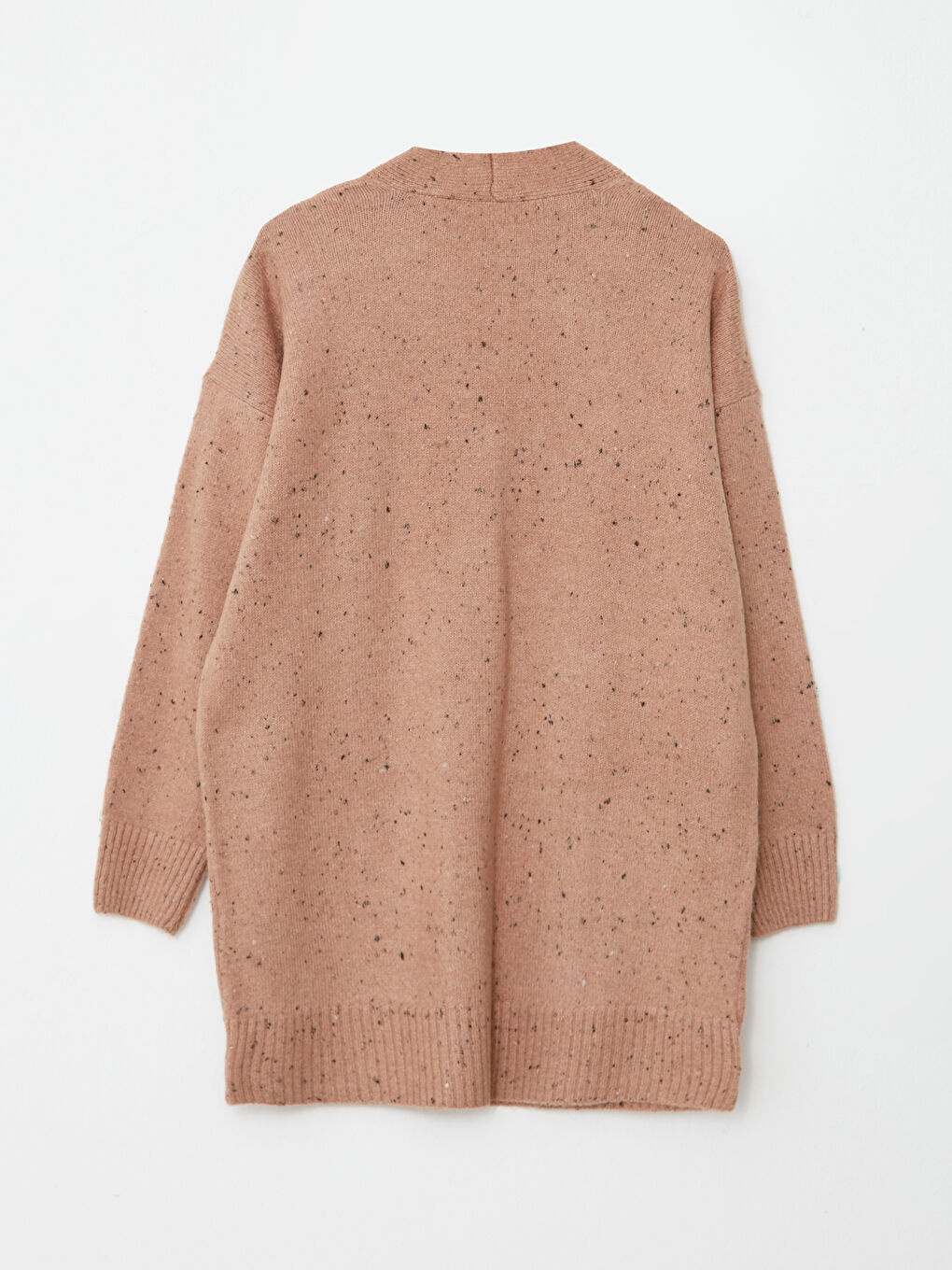 Bej V Yaka Desenli Kadın Triko Hırka-7