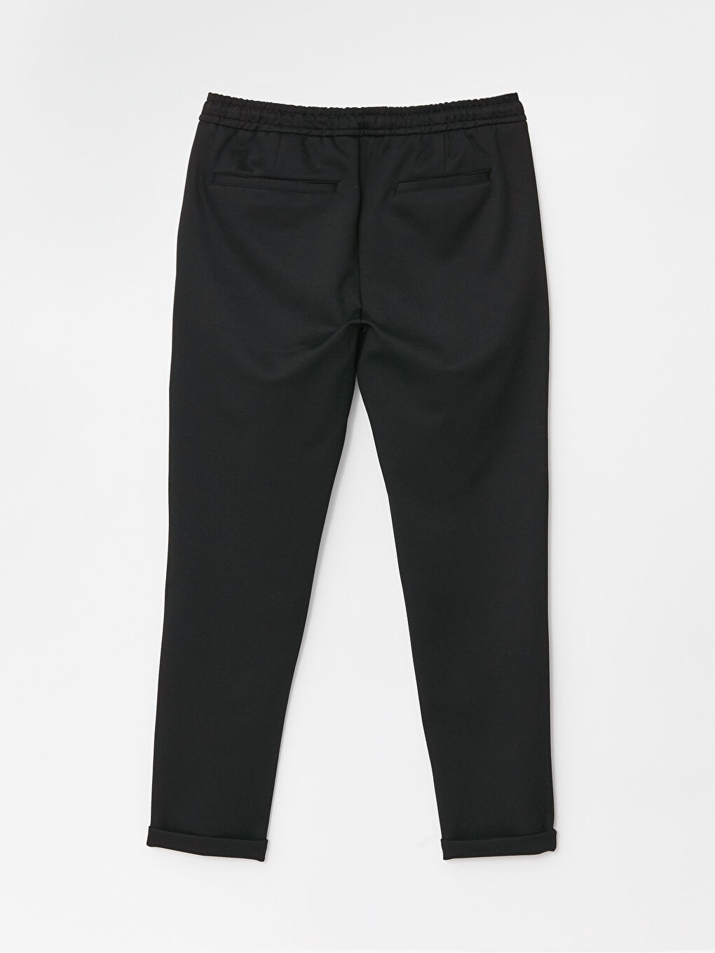 Siyah Slim Fit Beli Bağlama Detaylı Erkek Pantolon-9