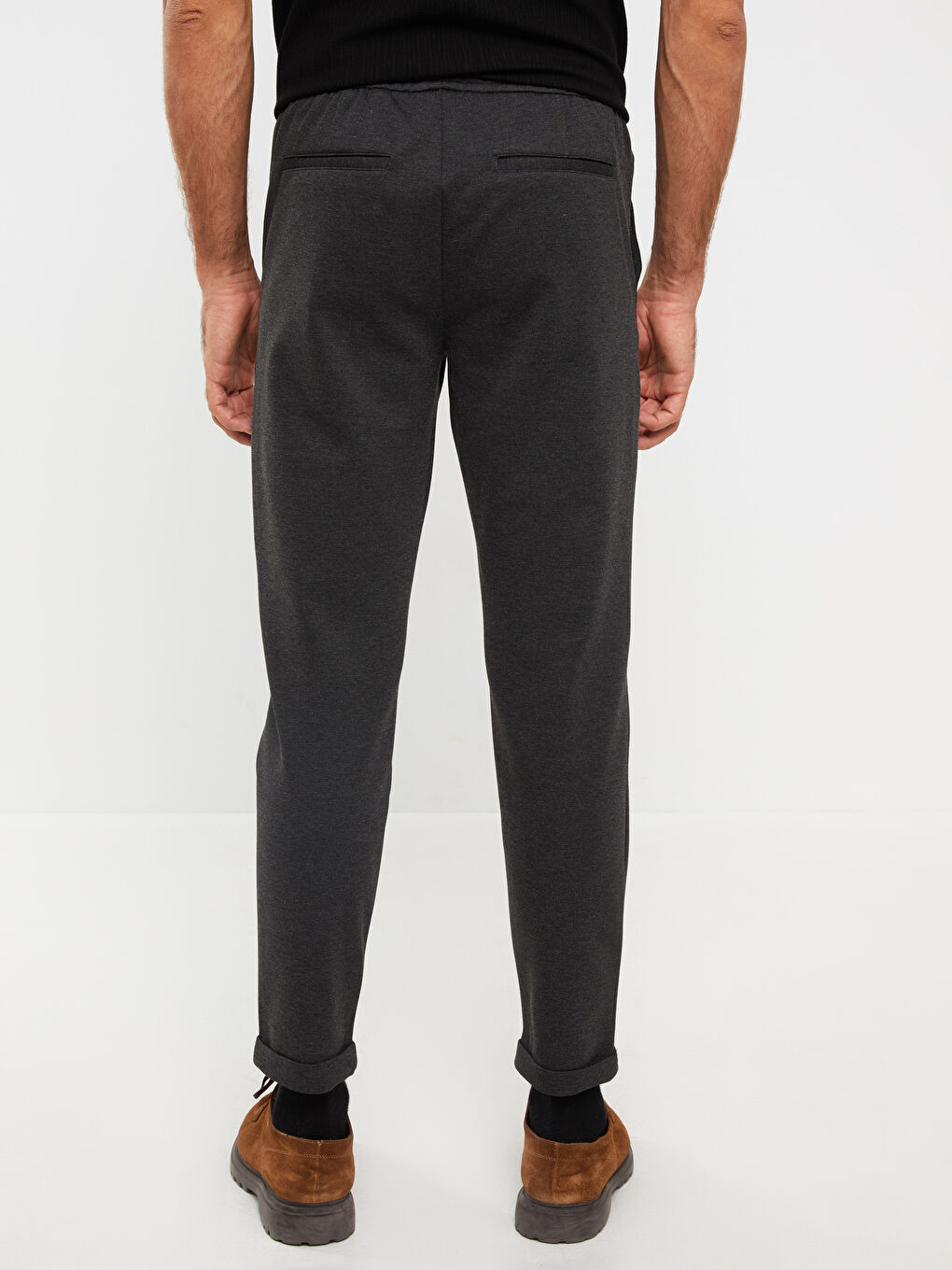 Antrasit Slim Fit Beli Bağlama Detaylı Erkek Pantolon-7