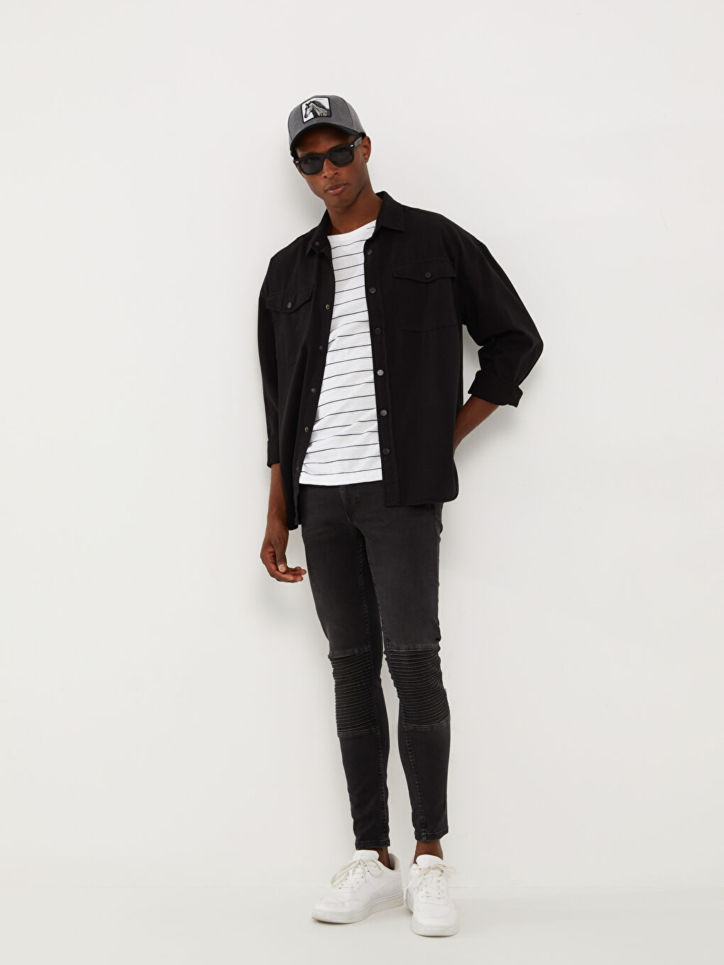 Siyah 770 Super Skinny Erkek Jean Pantolon-1