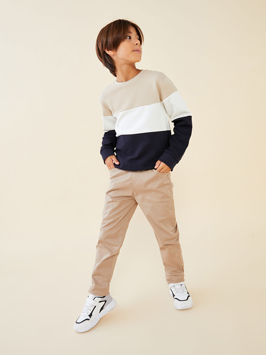 Elasticated Waist Basic Boys' Trousers-1