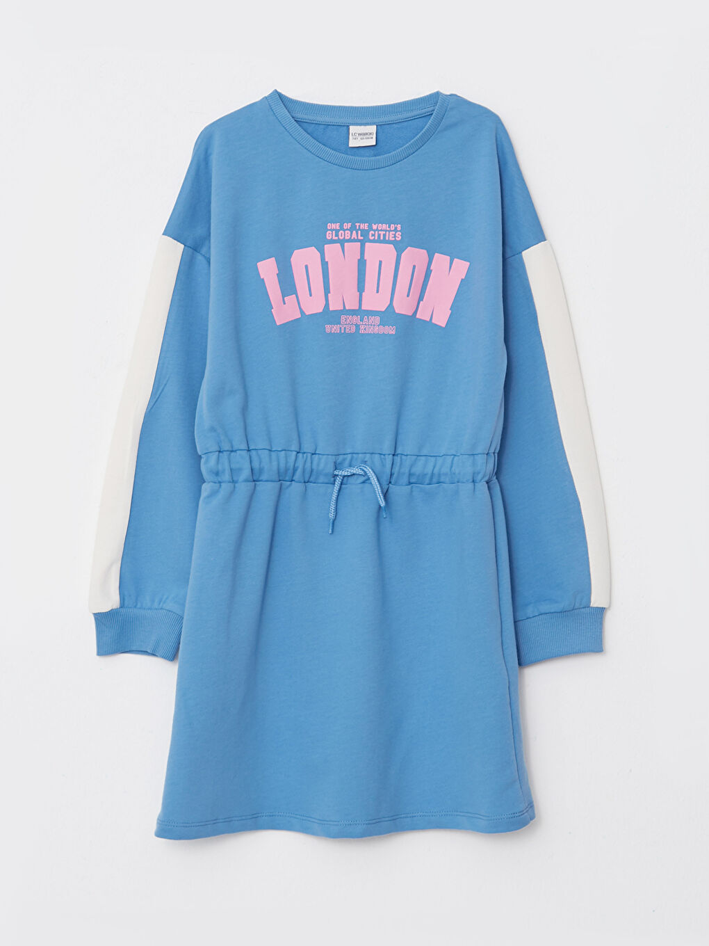 LCW Kids Crew Neck Printed Long Sleeve Girls' Dress -W2GD33Z4-GXL