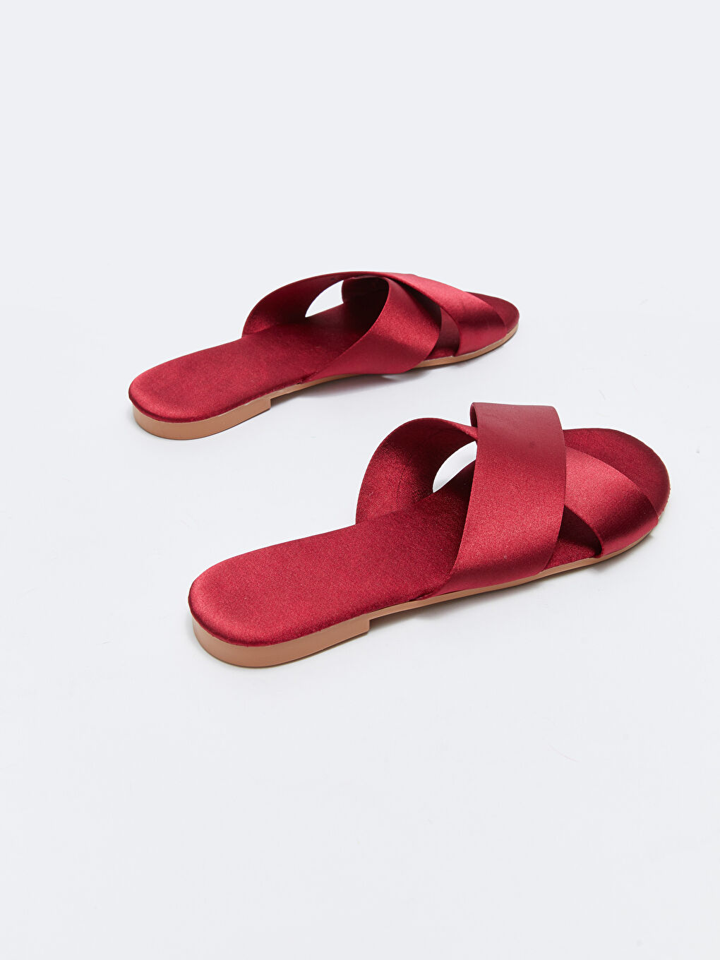 Bordo Çapraz Bantlı Kadın Terlik-4