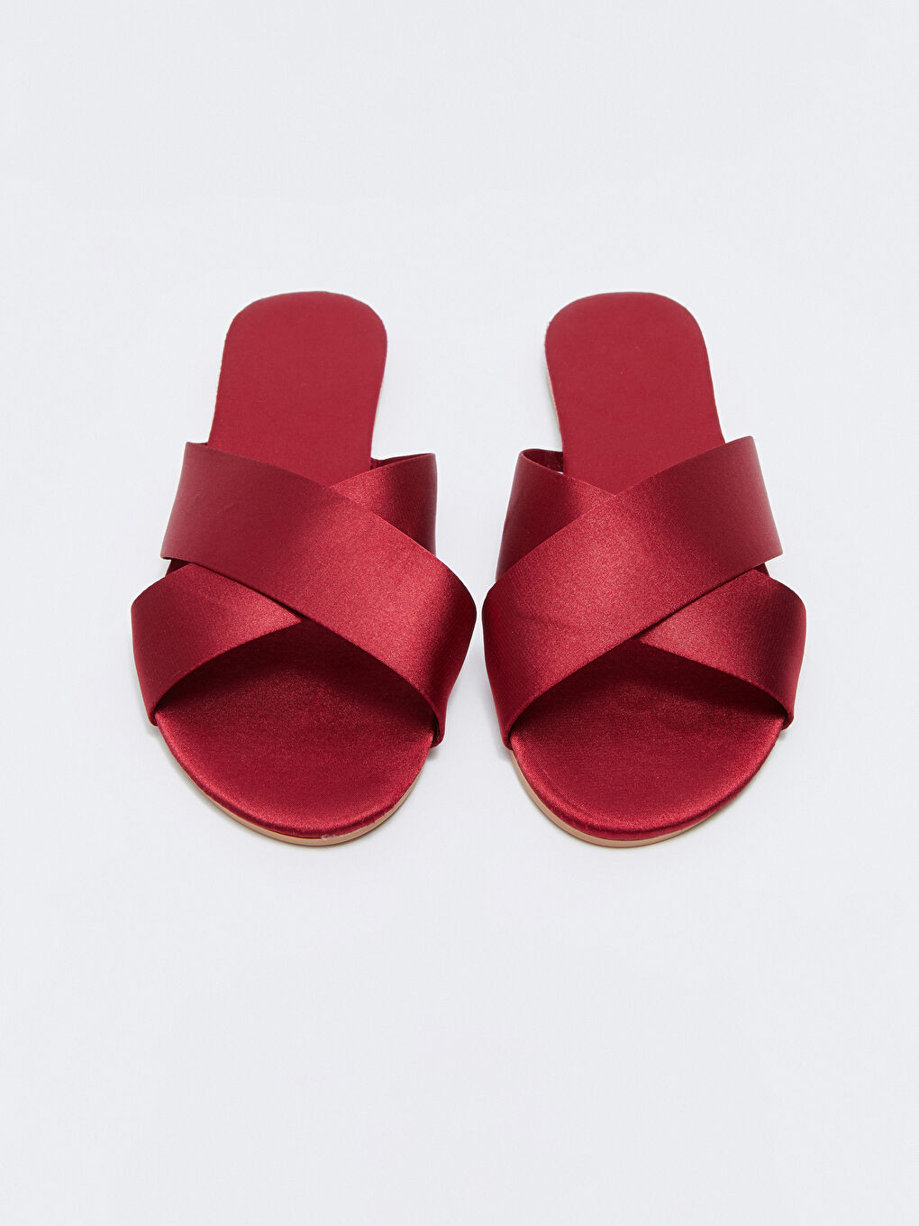 Bordo Çapraz Bantlı Kadın Terlik-2