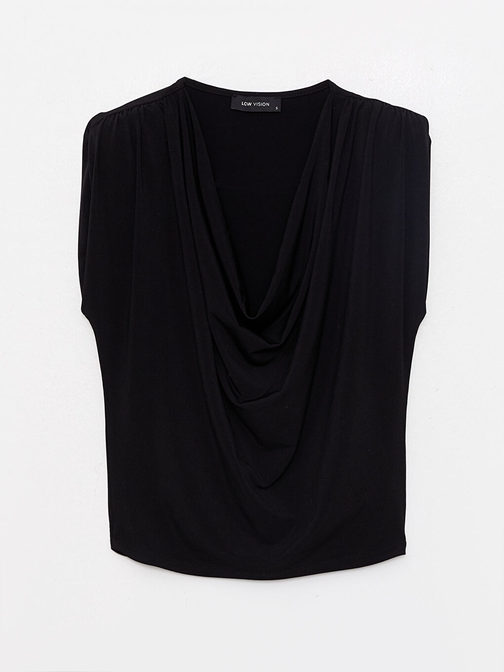 Bluză Regular Fără Mâneci cu Guler Drapat pentru Femei-5