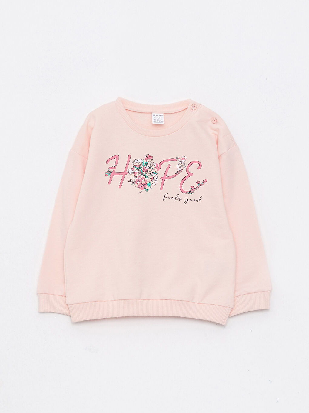 Pembe Bisiklet Yaka Uzun Kollu Baskılı Kız Bebek Sweatshirt ve Eşofman Alt 2'li Takım-1