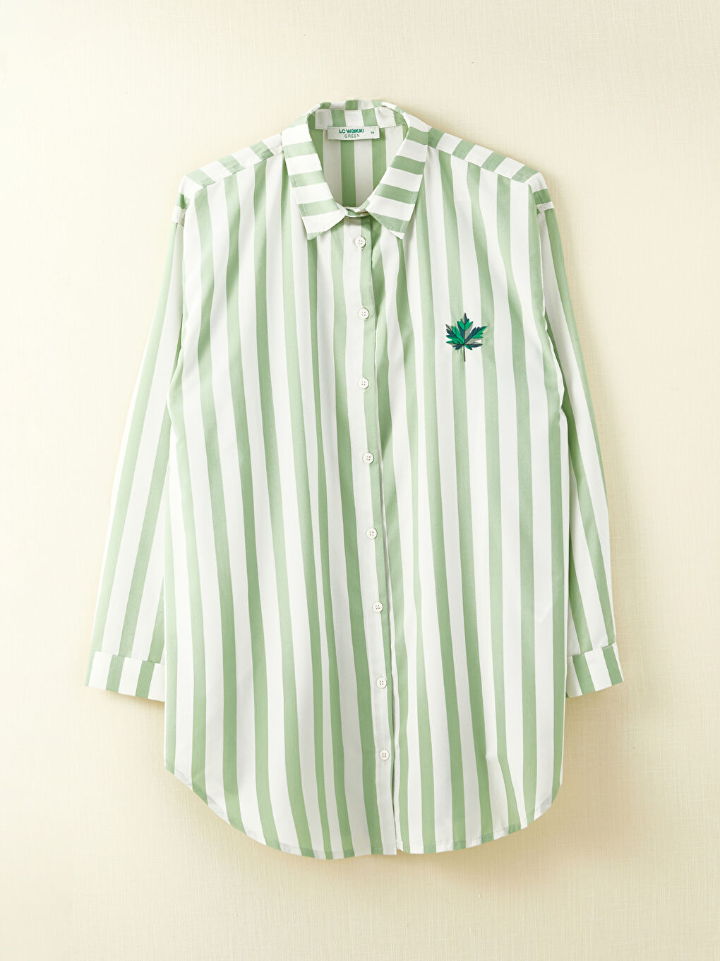 Yeşil Nakışlı Kadın Gömlek Tunik