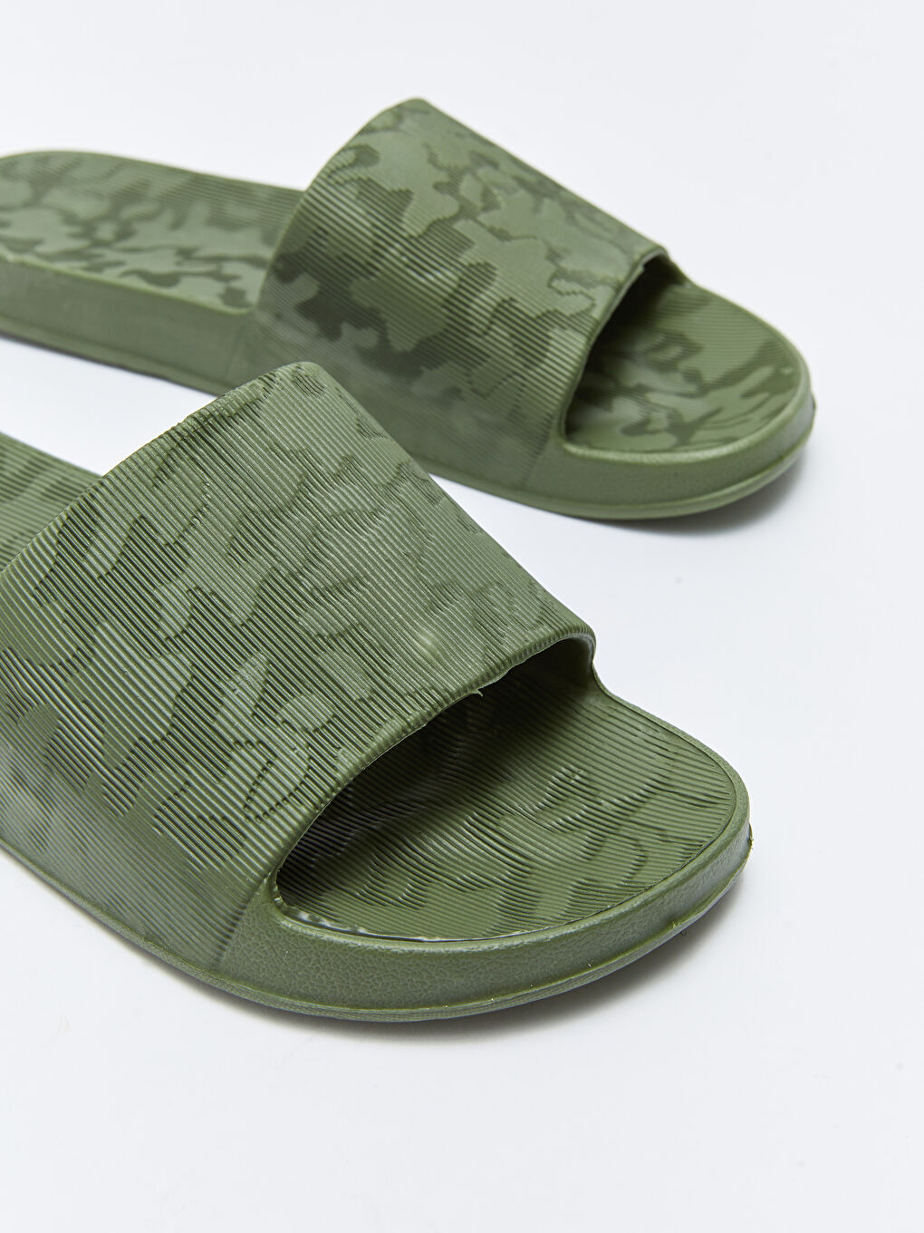 Haki Kamuflaj Baskılı Tek Bantlı Erkek Terlik-2