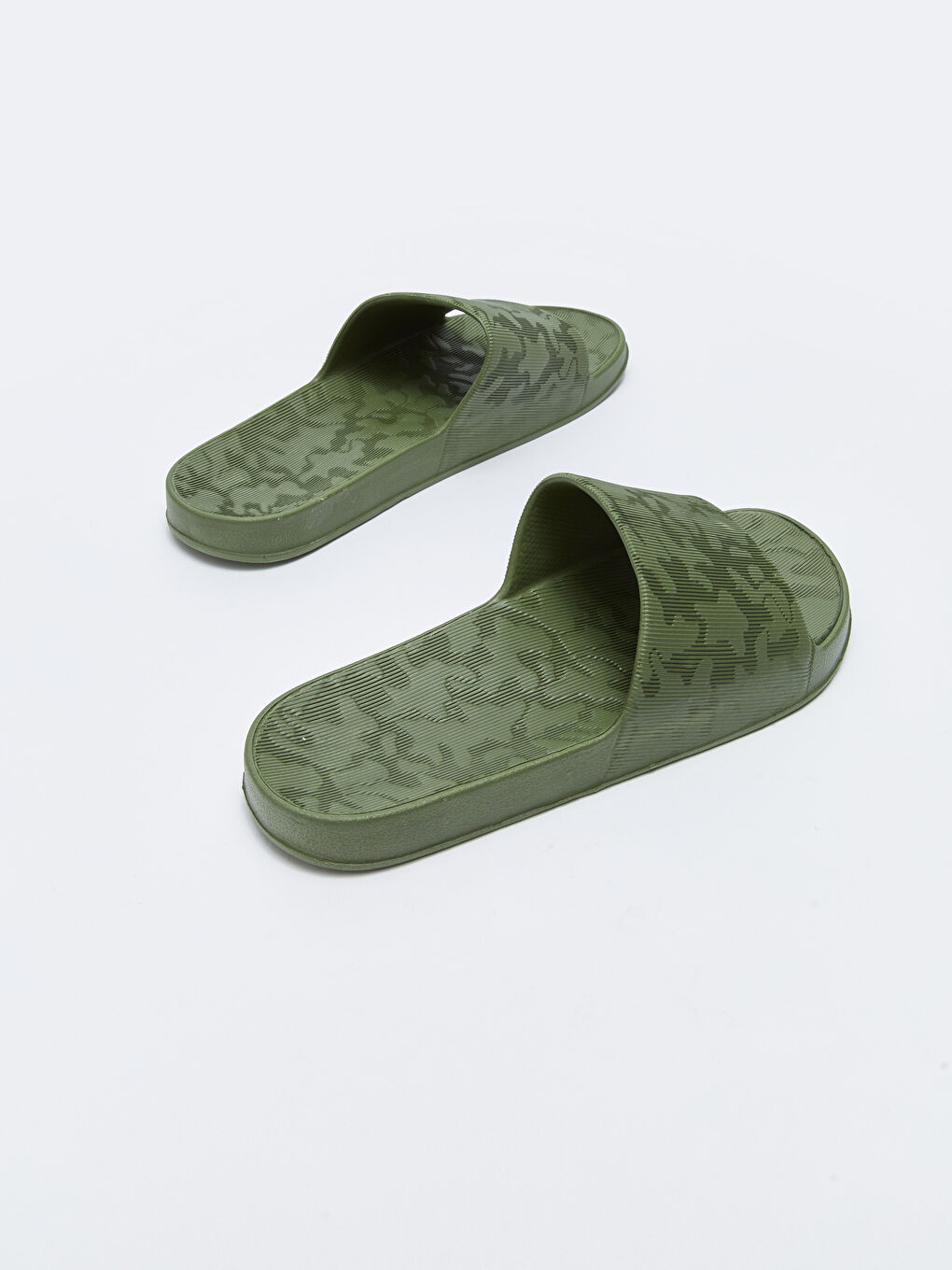 Haki Kamuflaj Baskılı Tek Bantlı Erkek Terlik-4