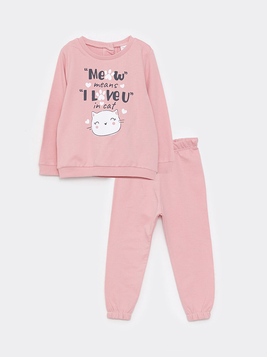 LCW ECO Bisiklet Yaka Uzun Kollu Baskılı Kız Bebek Sweatshirt ve Eşofman Alt 2'li Takım -W2GD88Z4-FGV