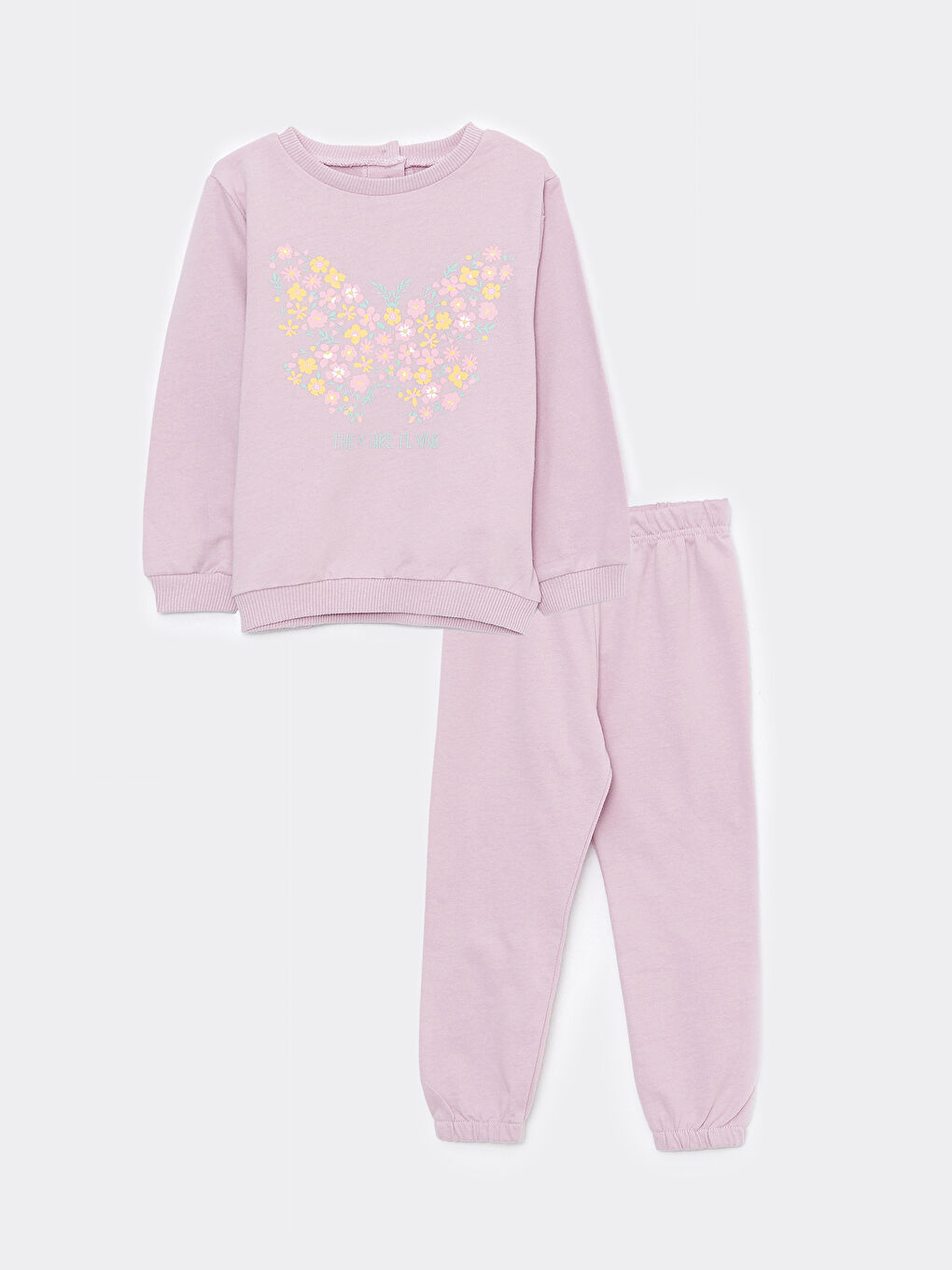 LCW ECO Bisiklet Yaka Uzun Kollu Baskılı Kız Bebek Sweatshirt ve Eşofman Alt 2'li Takım -W2GD88Z4-FFZ