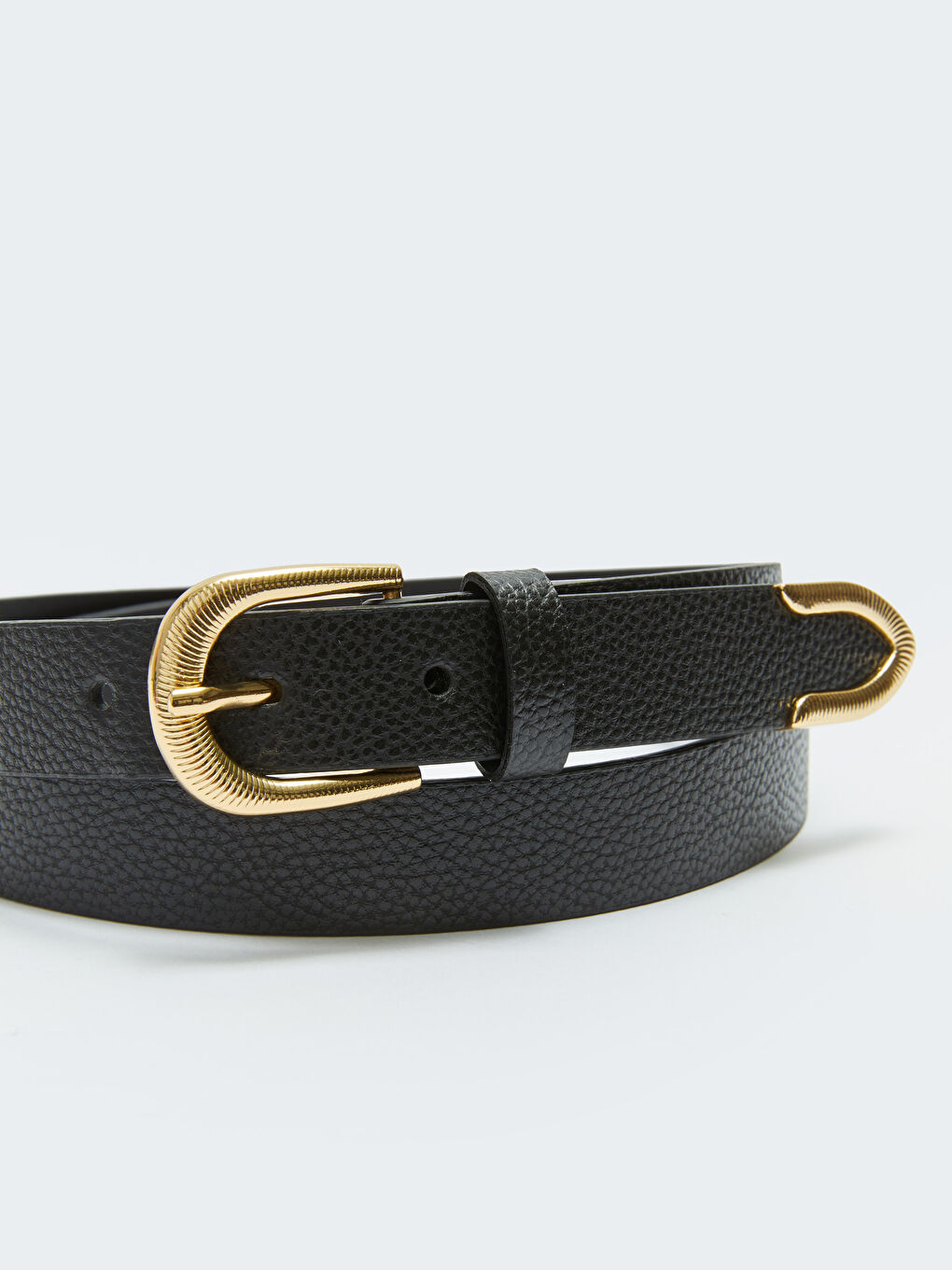 Siyah Düz Deri Görünümlü Kadın Kemer-3