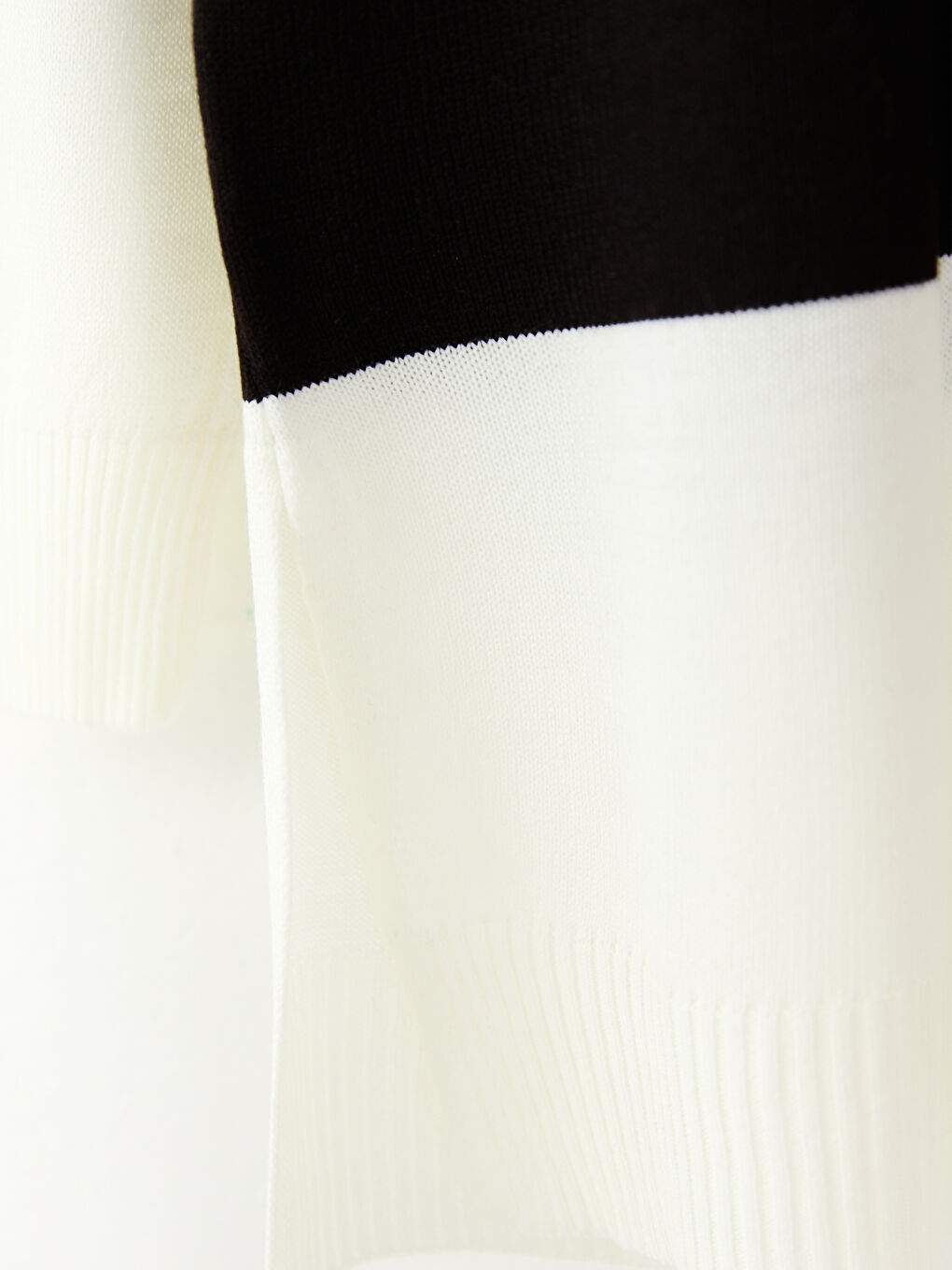 Siyah Polo Yaka Renk Bloklu Uzun Kollu Kadın Triko Tunik-7