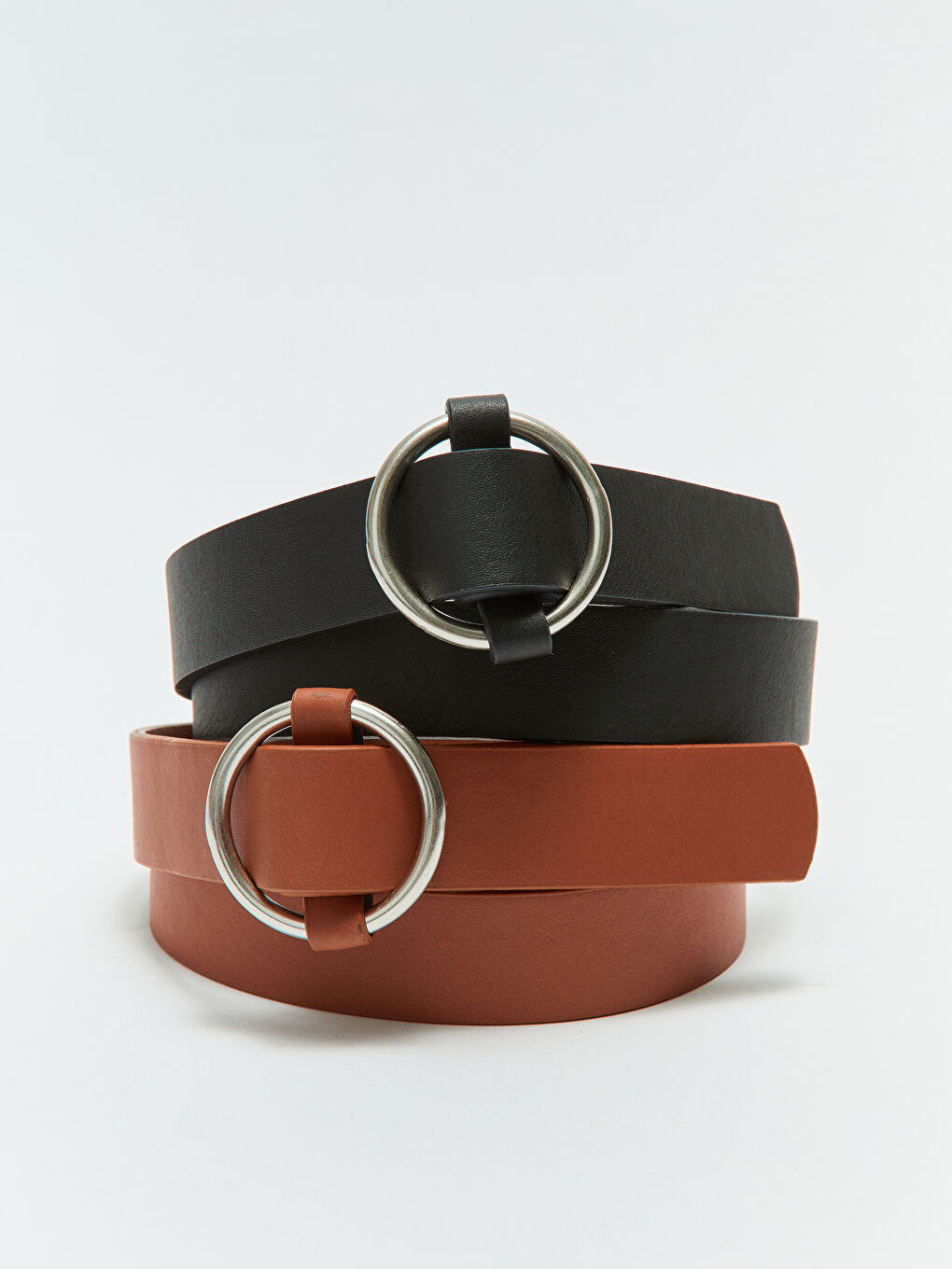 Siyah Deri Görünümlü Kadın Kemer 2'li