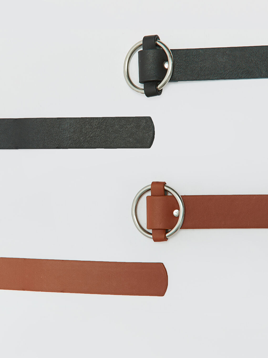 Siyah Deri Görünümlü Kadın Kemer 2'li-5